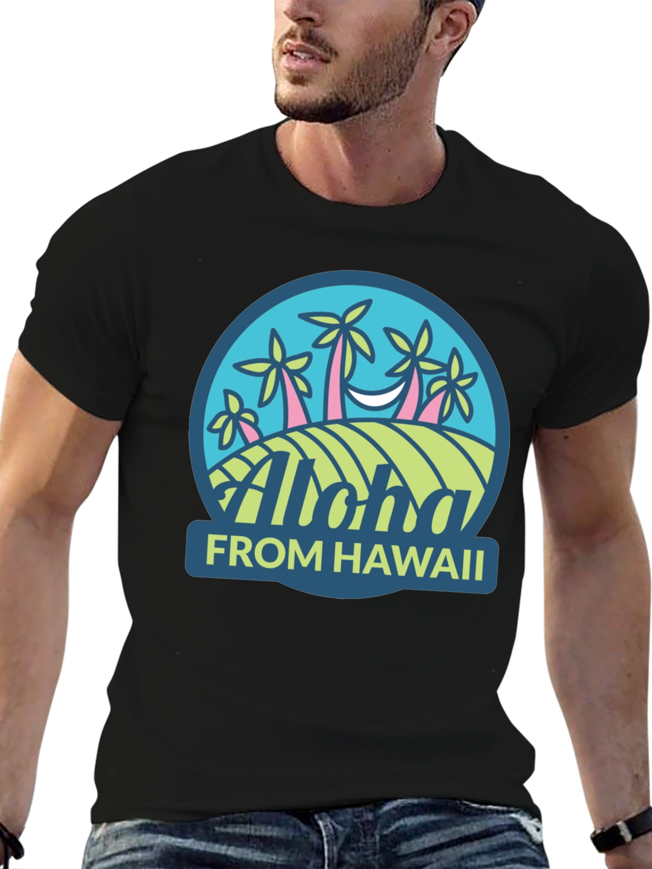 Aloha From Hawaii Graphic Tee - Mens Black T-Shirt