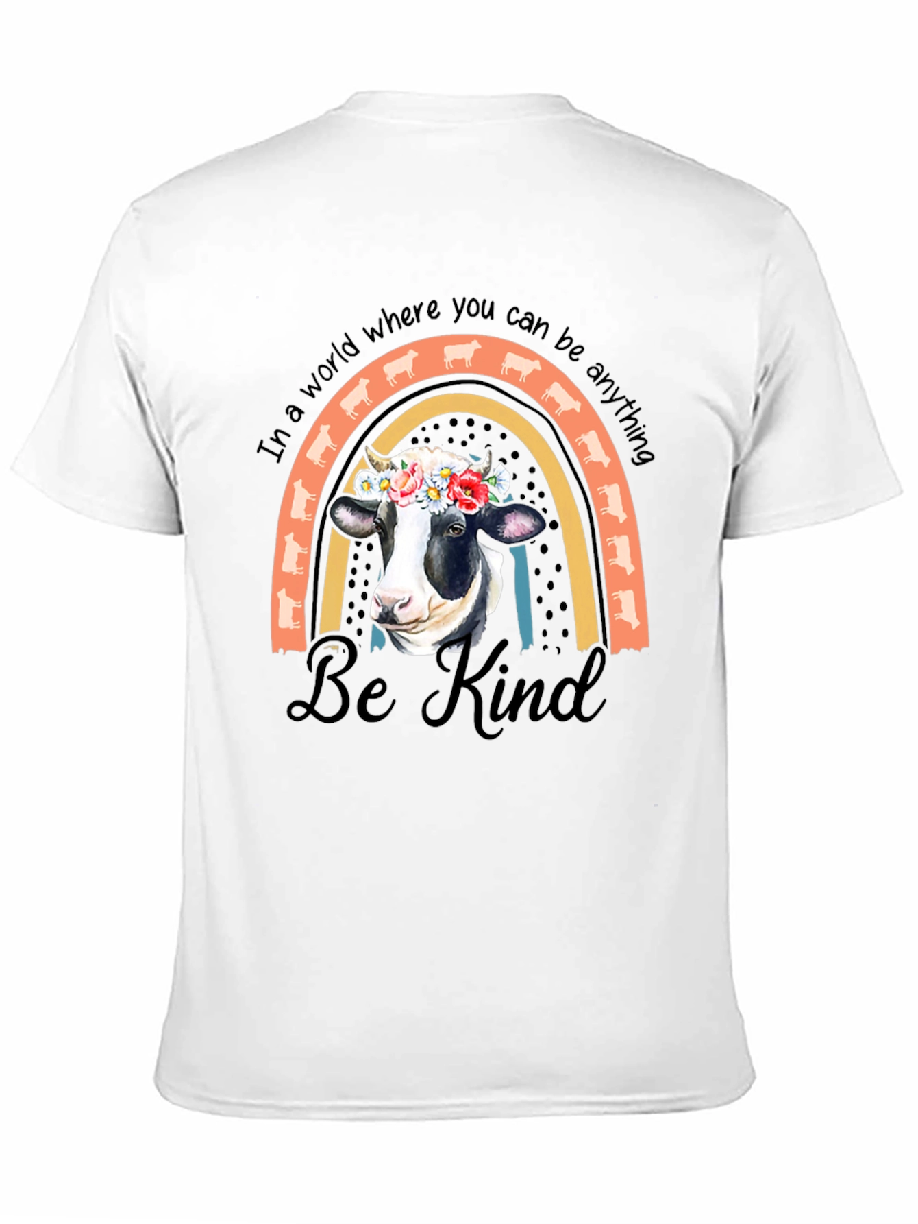 Be Kind Cow Rainbow Graphic Tee