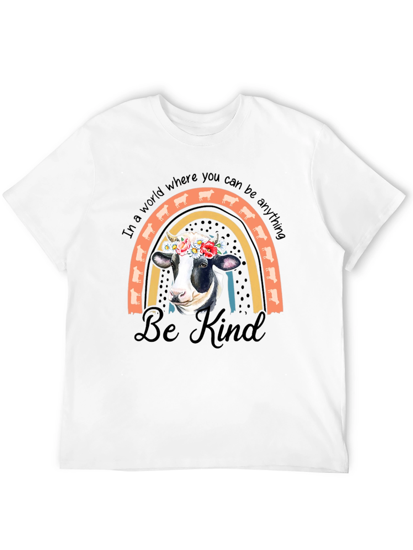 Be Kind Cow Rainbow Graphic Tee