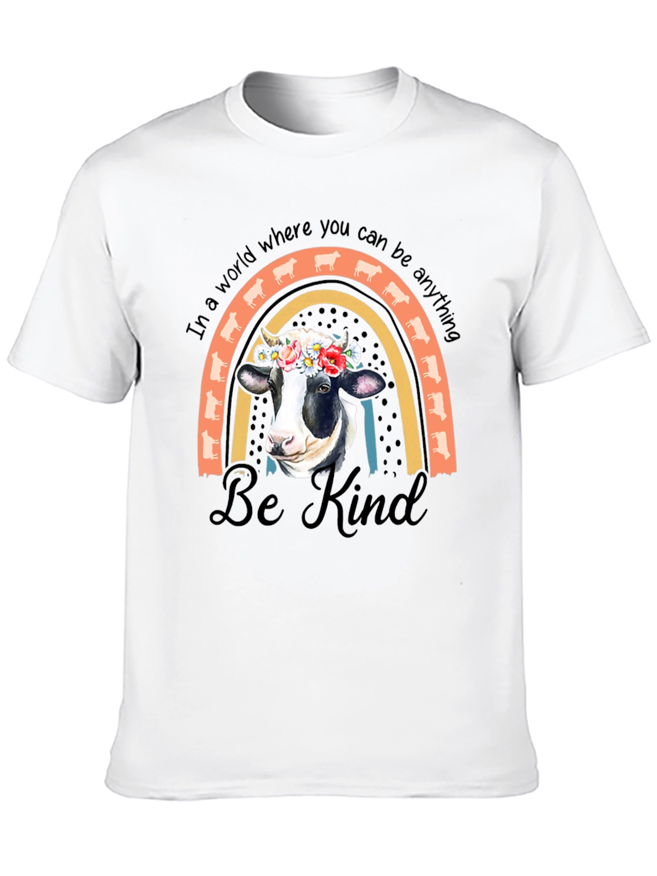 Be Kind Cow Rainbow Graphic Tee