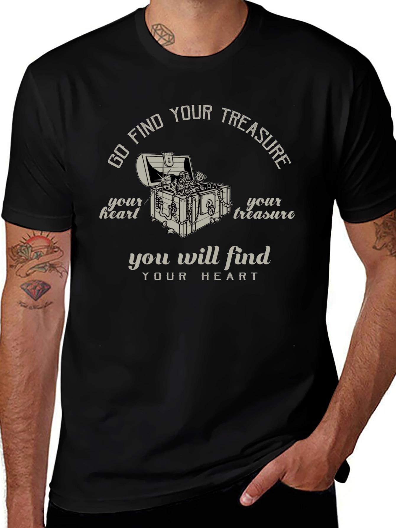 Find Your Treasure Graphic T-Shirt - Black