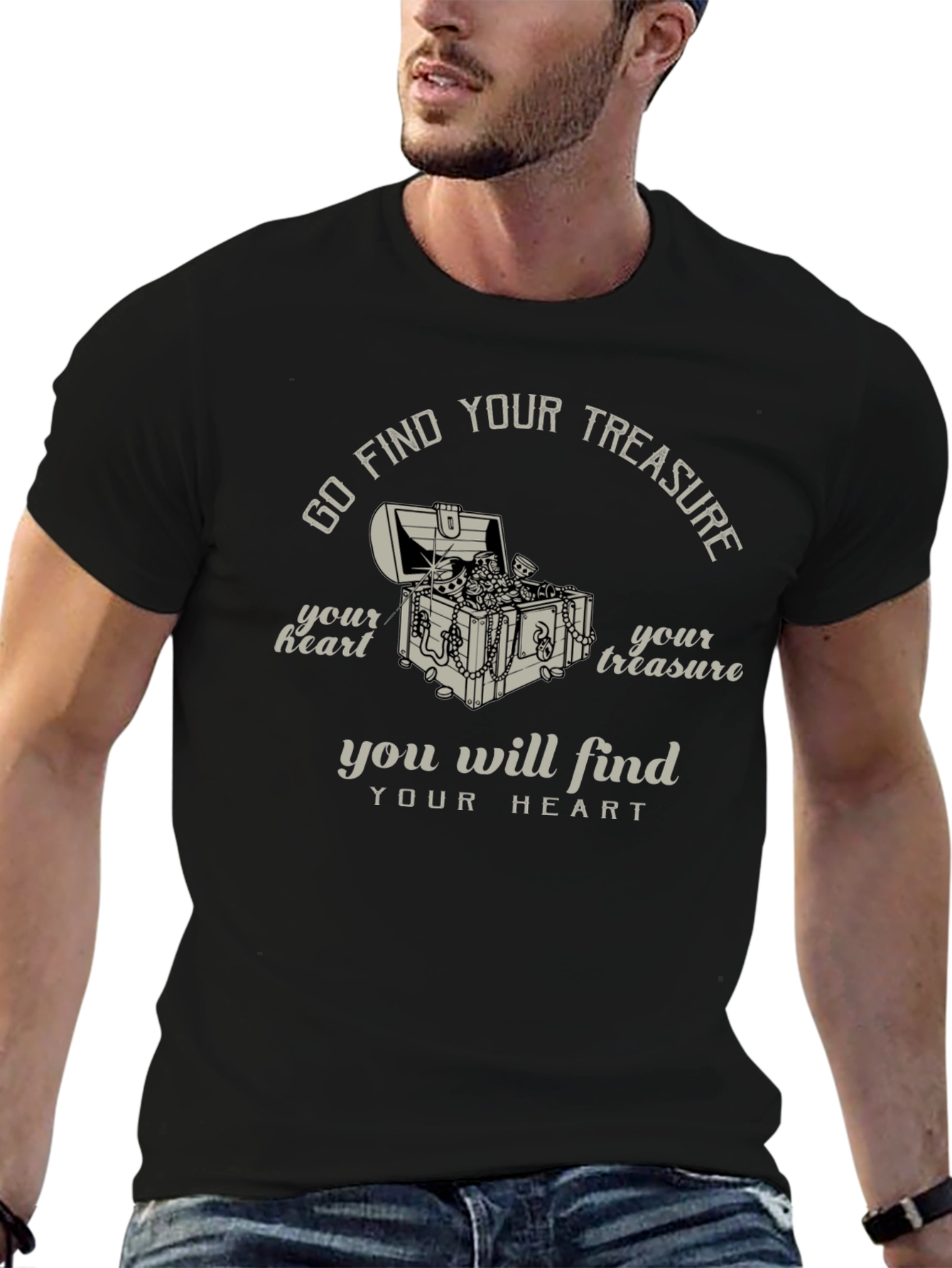 Find Your Treasure Graphic T-Shirt - Black
