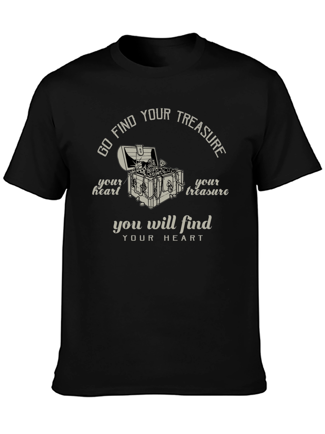 Find Your Treasure Graphic T-Shirt - Black