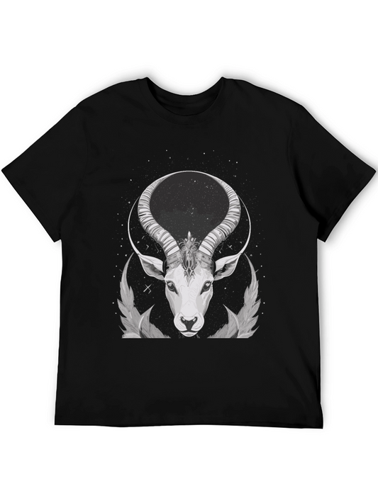 Cosmic Antelope Graphic Tee - Black Cotton Blend