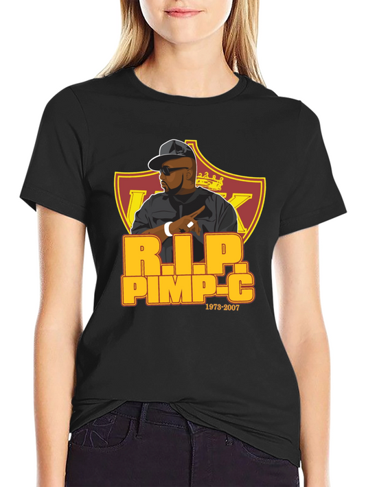 R.I.P. Pimp C Graphic Print T-Shirt - Black Cotton Tee