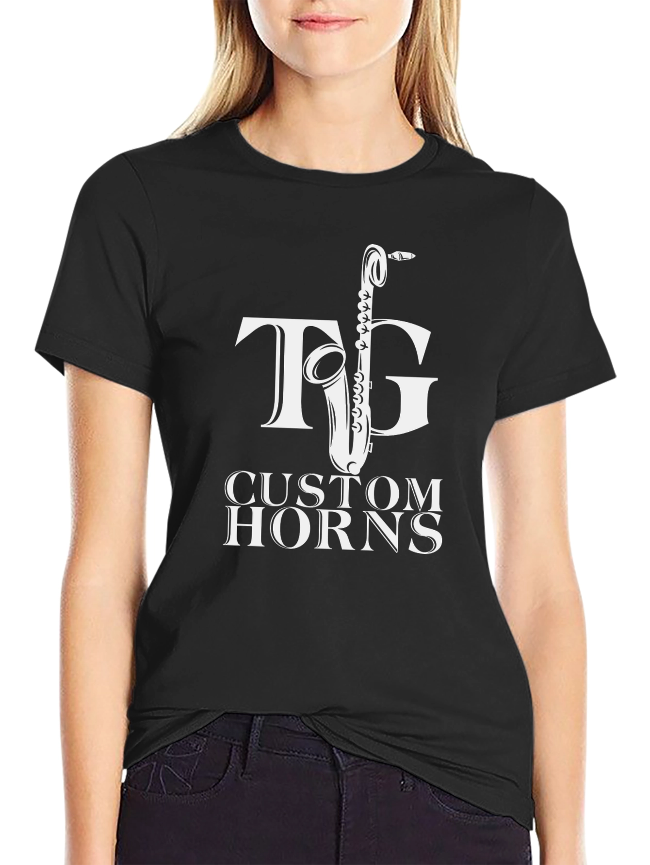 TG Custom Horns T-Shirt - Black Saxophone Tee