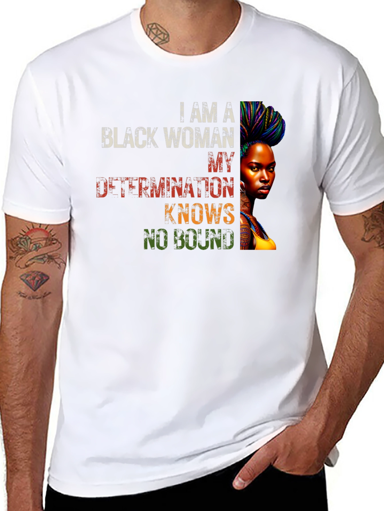 Empowered Black Woman T-Shirt - Determination Knows No Bound