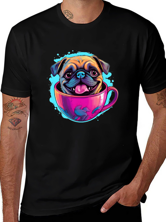 Pug in a Cup Black T-Shirt