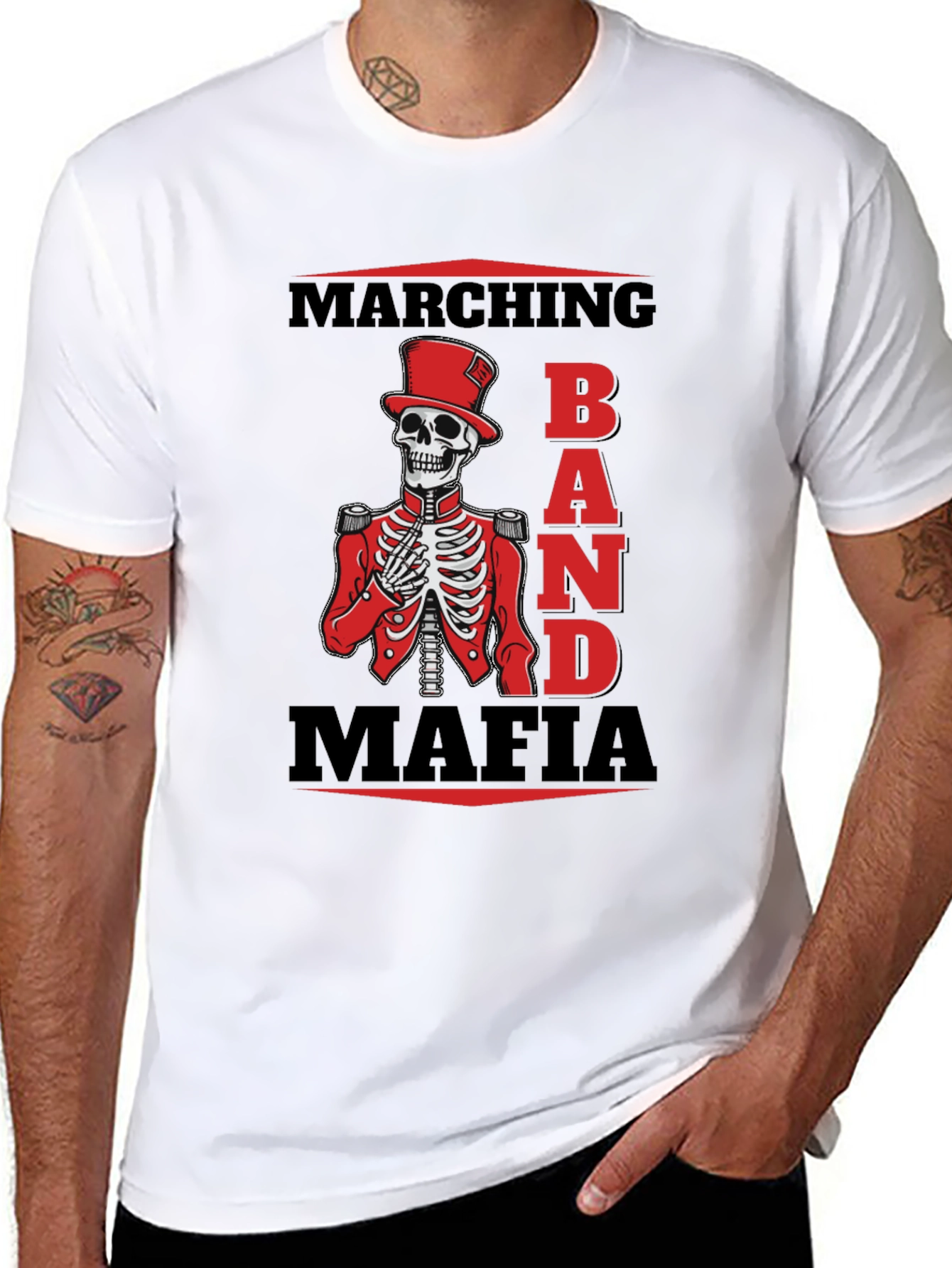 Marching Band Mafia T-Shirt - Skeleton Graphic Tee