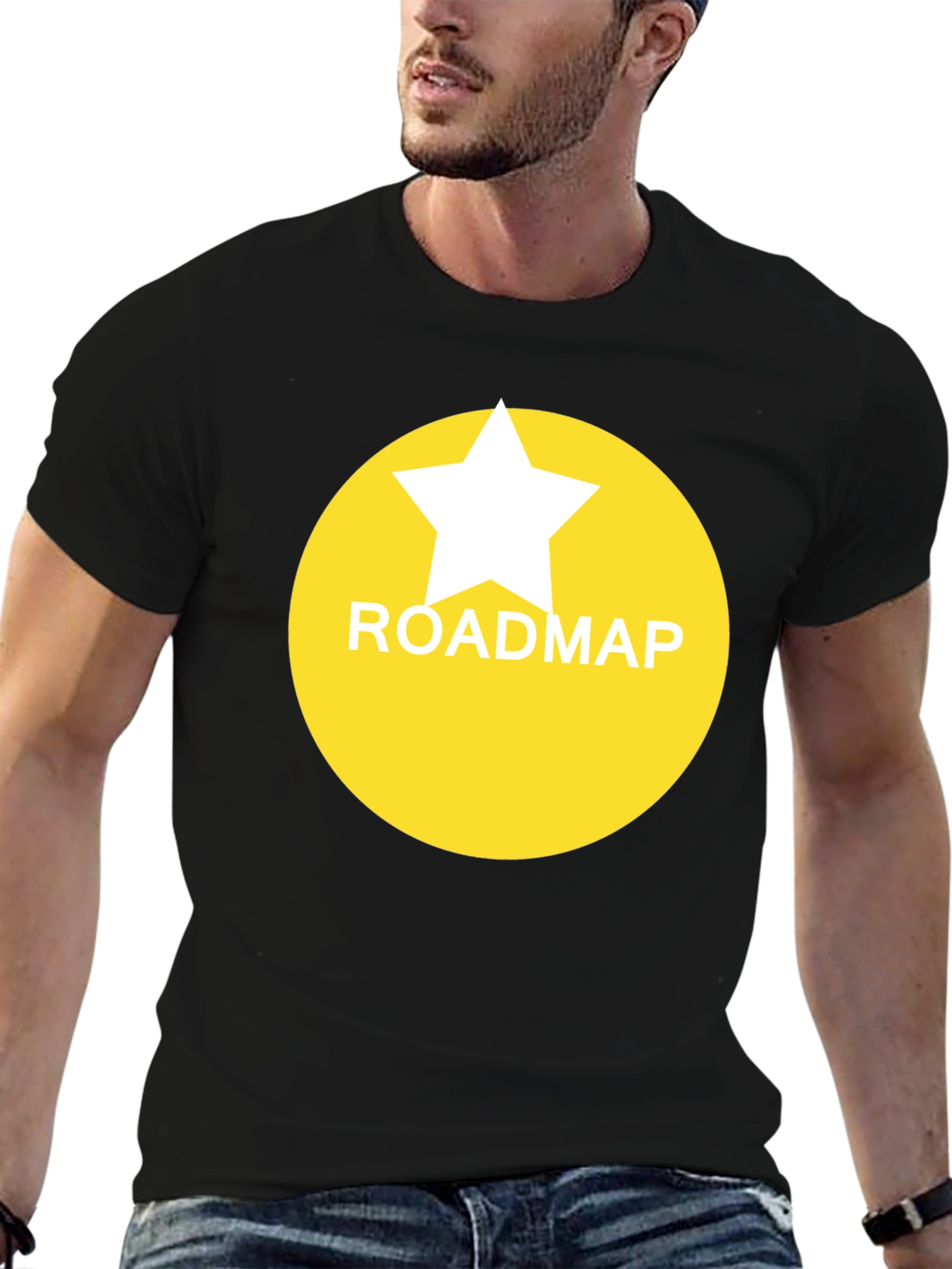 Roadmap Star Graphic Tee - Black Casual T-Shirt