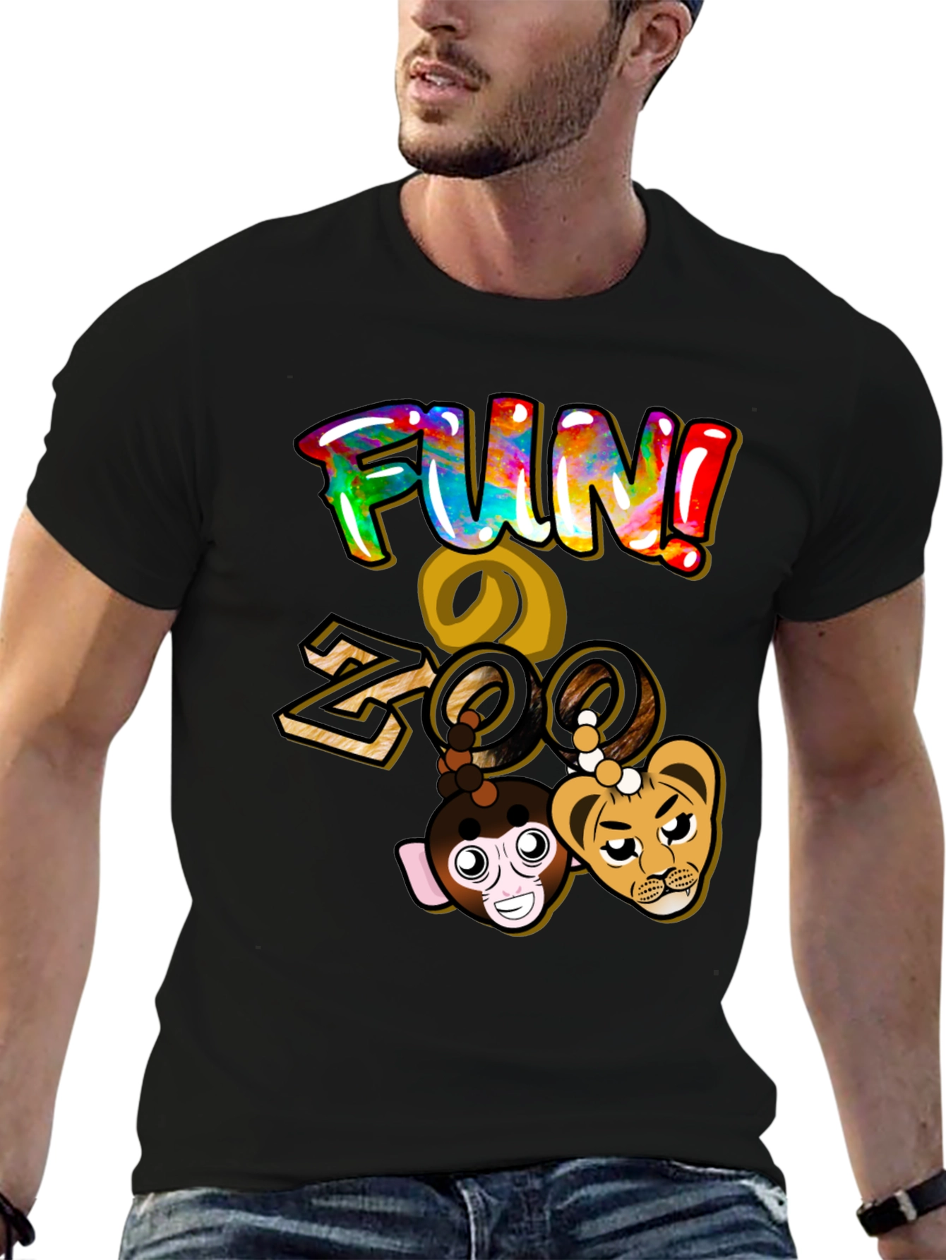 Fun Zoo Graphic T-Shirt - Black Cotton Tee