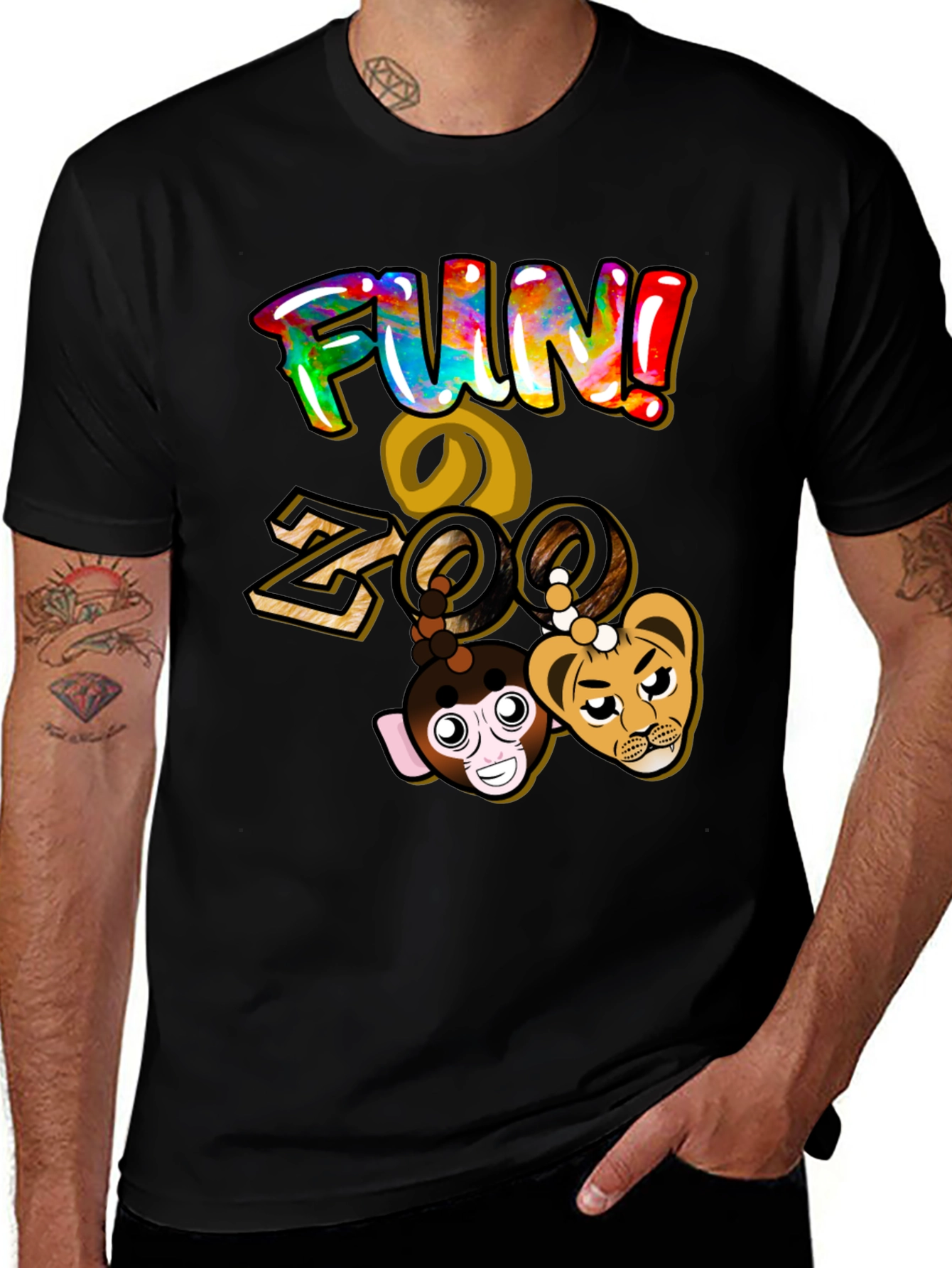 Fun Zoo Graphic T-Shirt - Black Cotton Tee