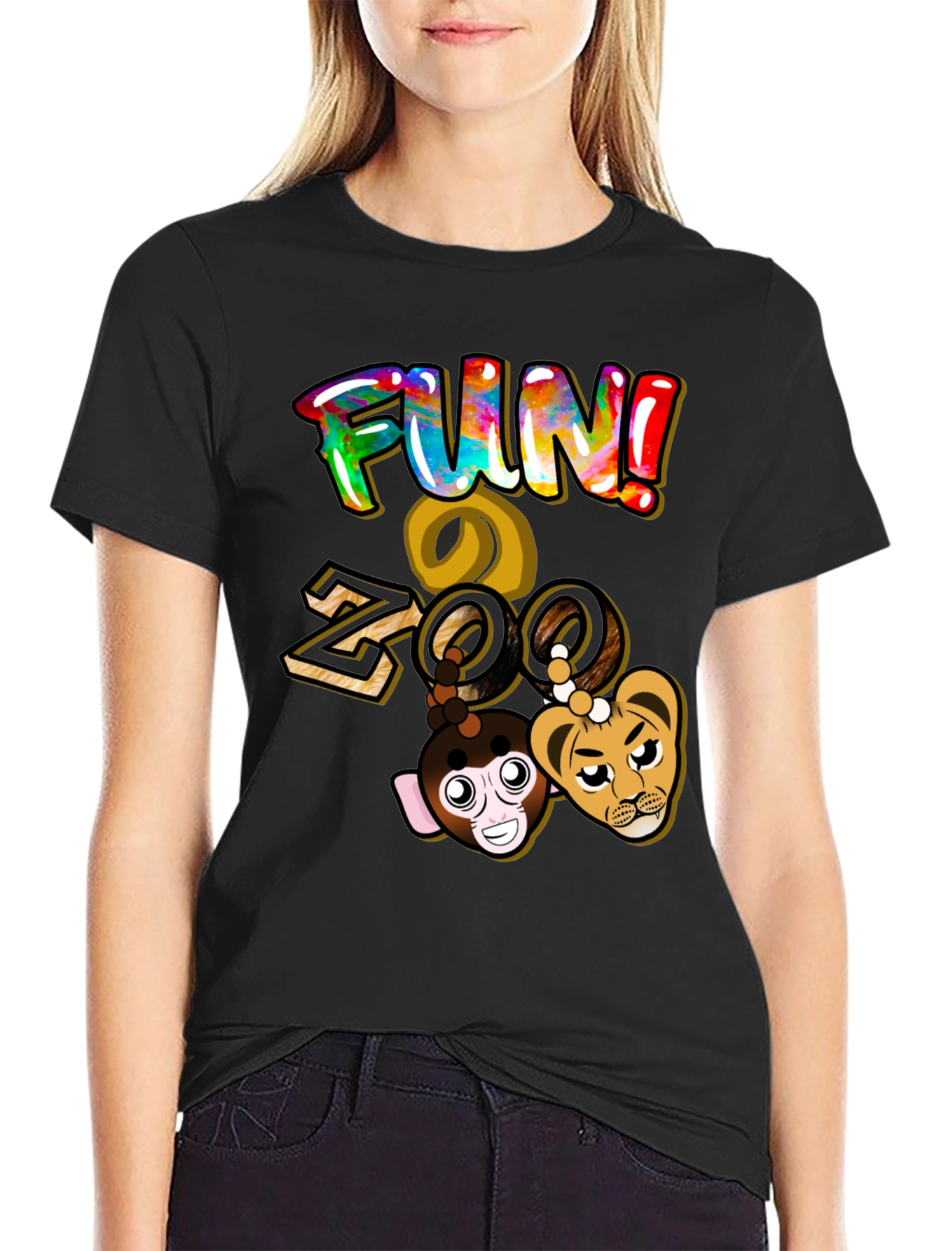 Fun Zoo Graphic T-Shirt - Black Cotton Tee