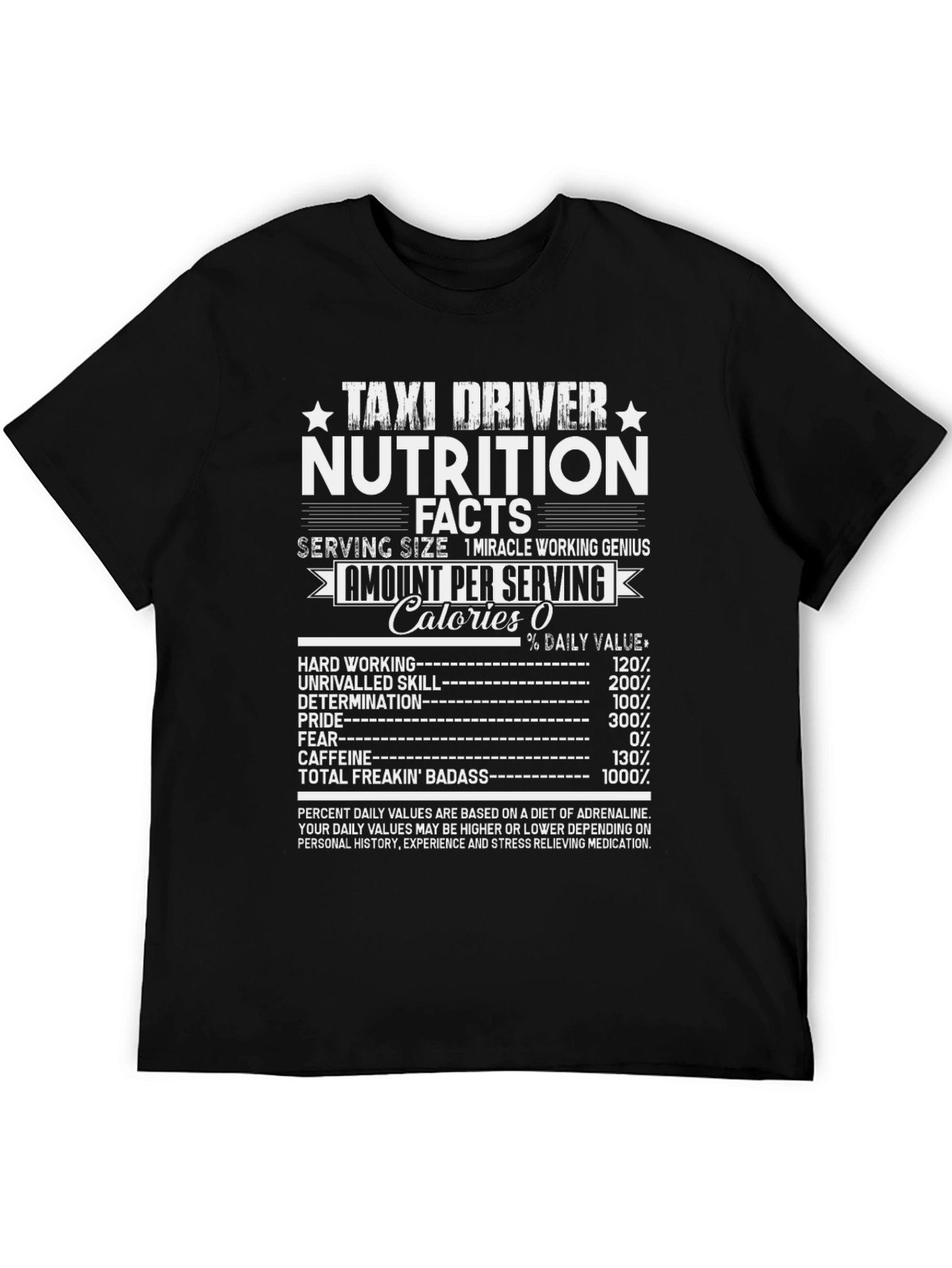 Taxi Driver Nutrition Facts T-Shirt