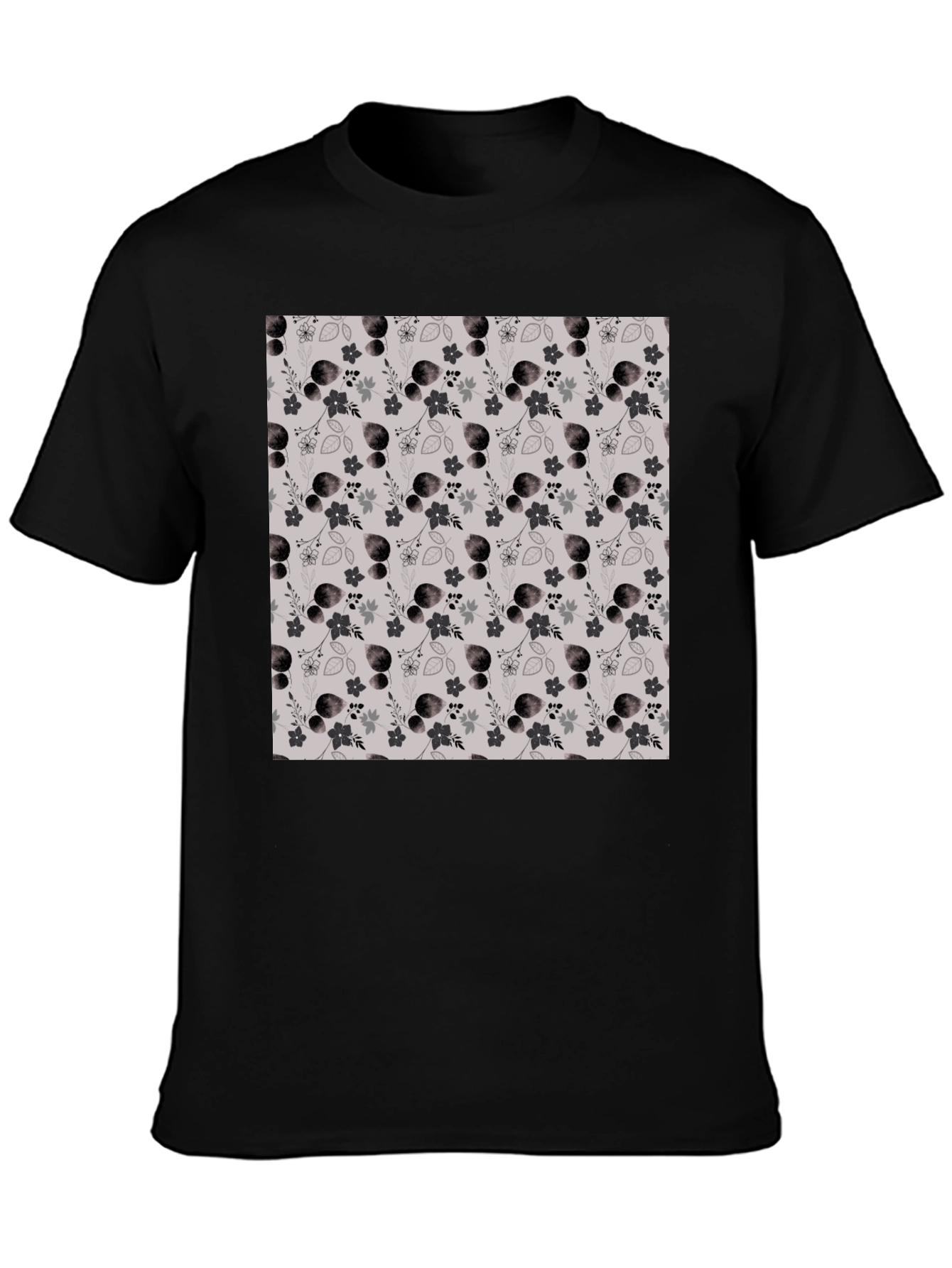 Stylish Floral Patterned Black T-Shirt