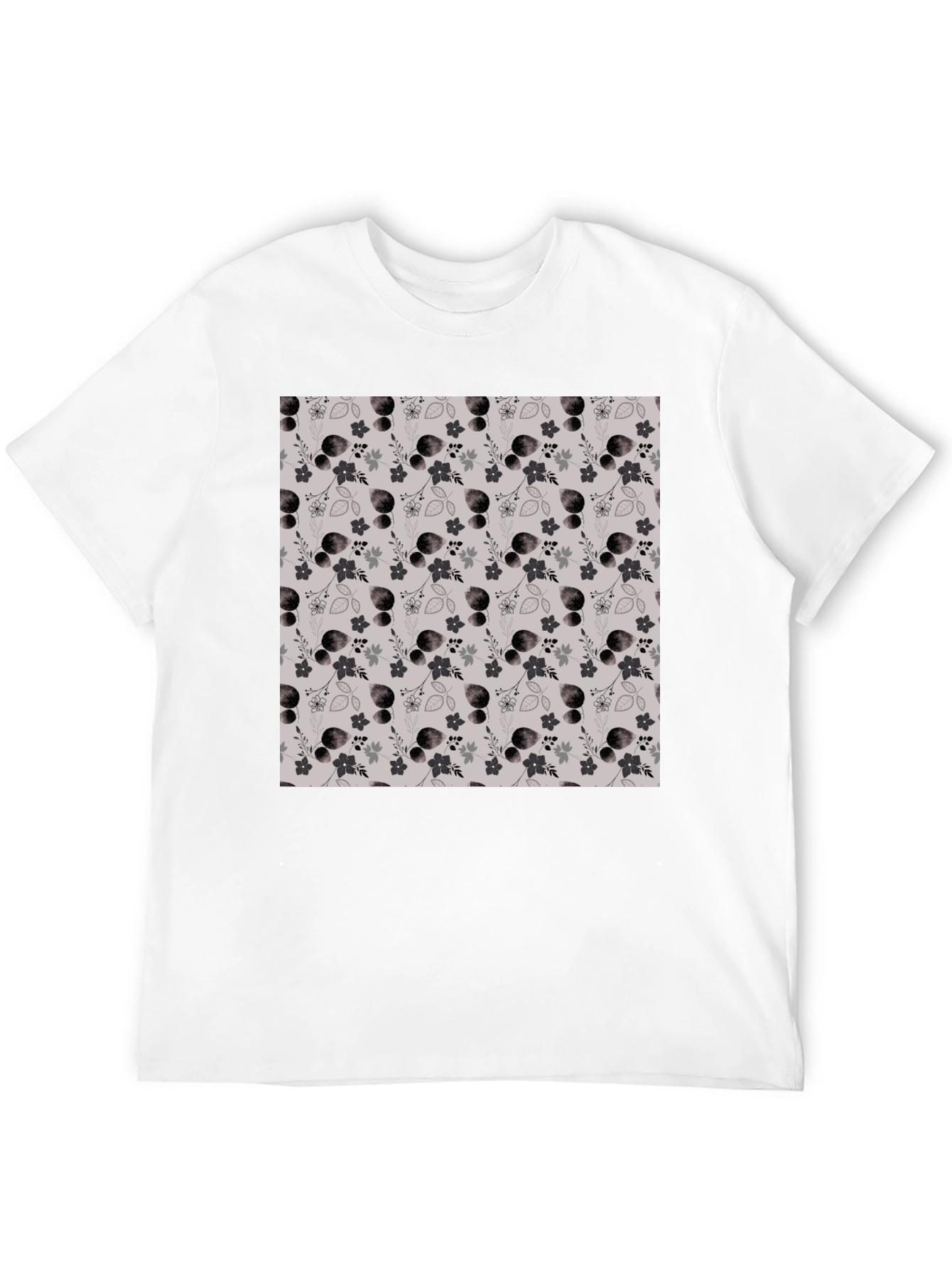 Stylish Floral Patterned Black T-Shirt