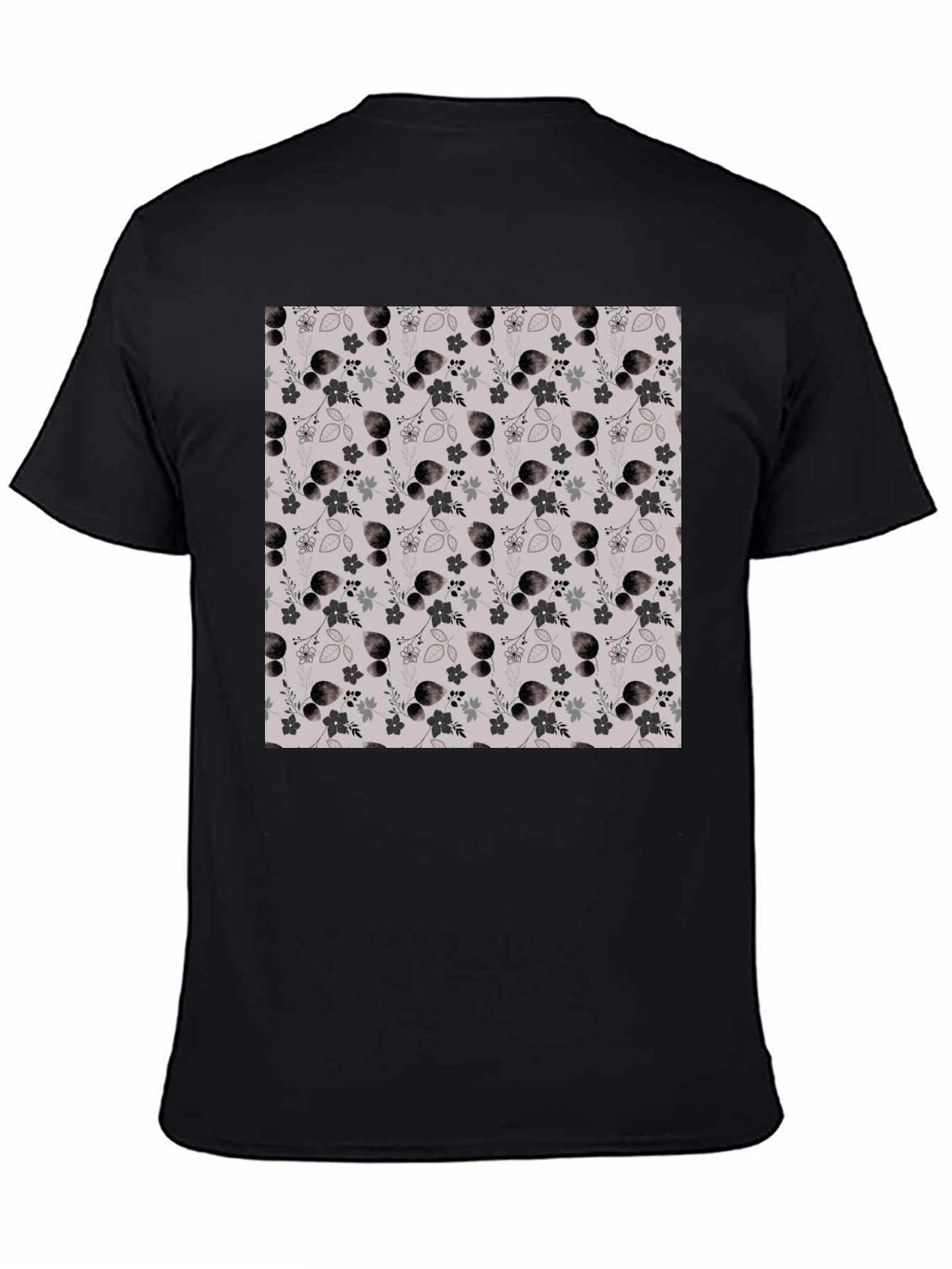 Stylish Floral Patterned Black T-Shirt