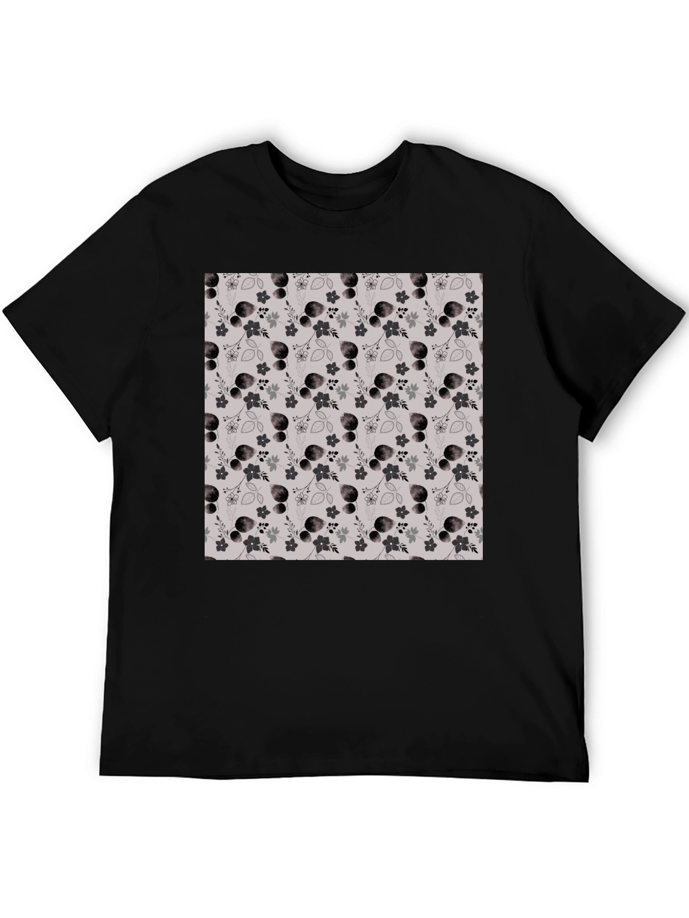 Stylish Floral Patterned Black T-Shirt