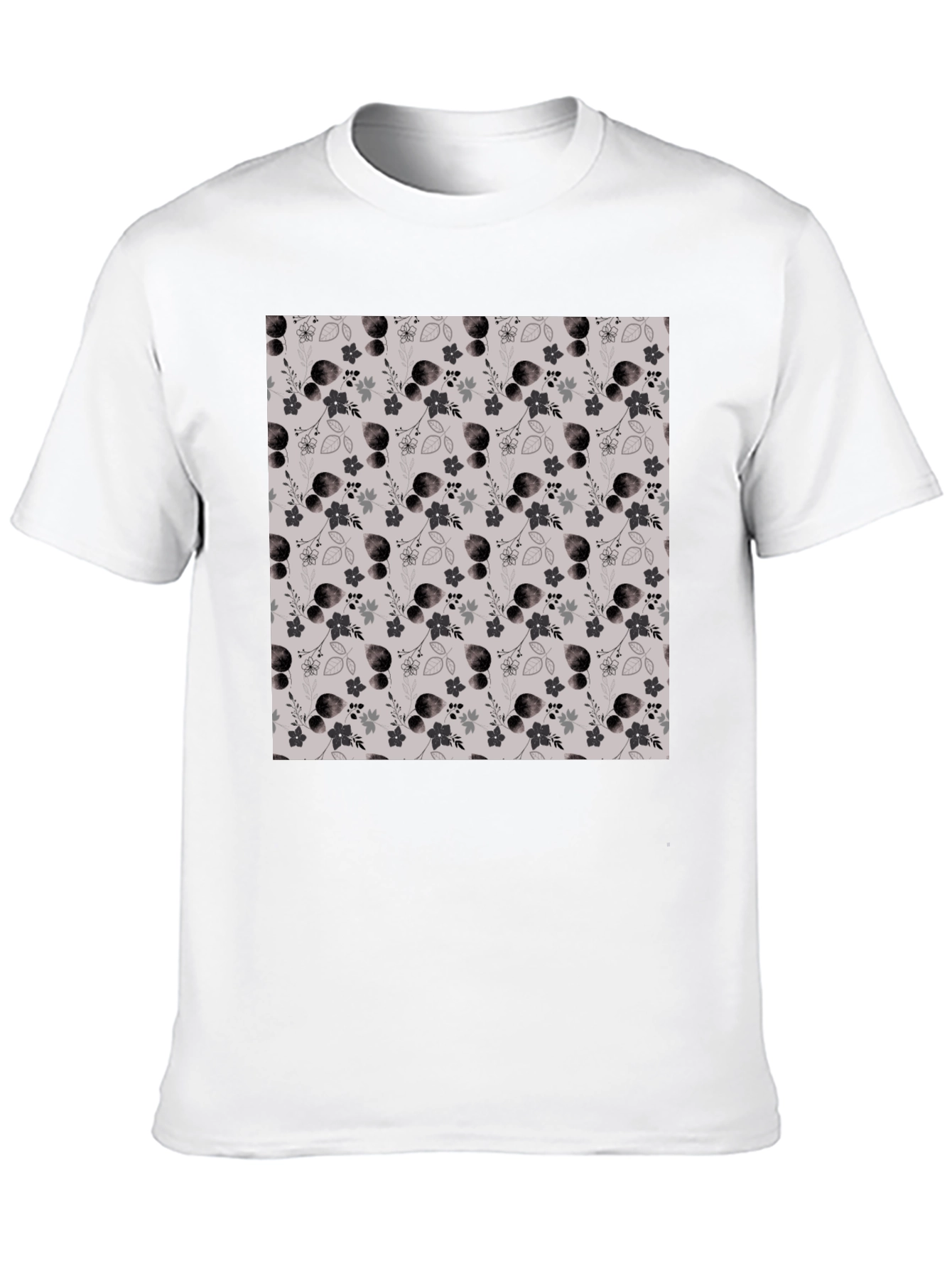 Stylish Floral Patterned Black T-Shirt