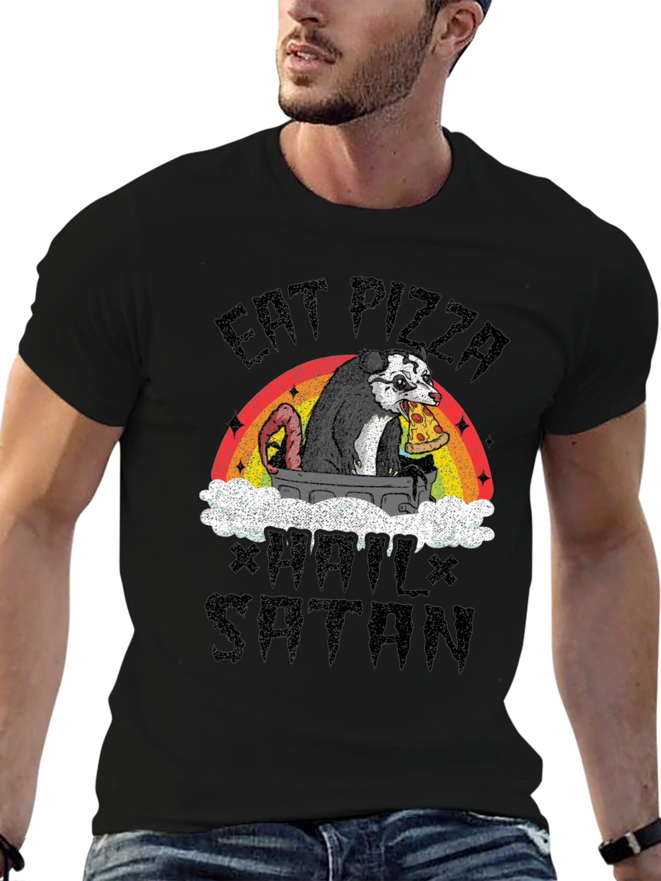 Eat Pizza Hail Satan Opossum T-Shirt