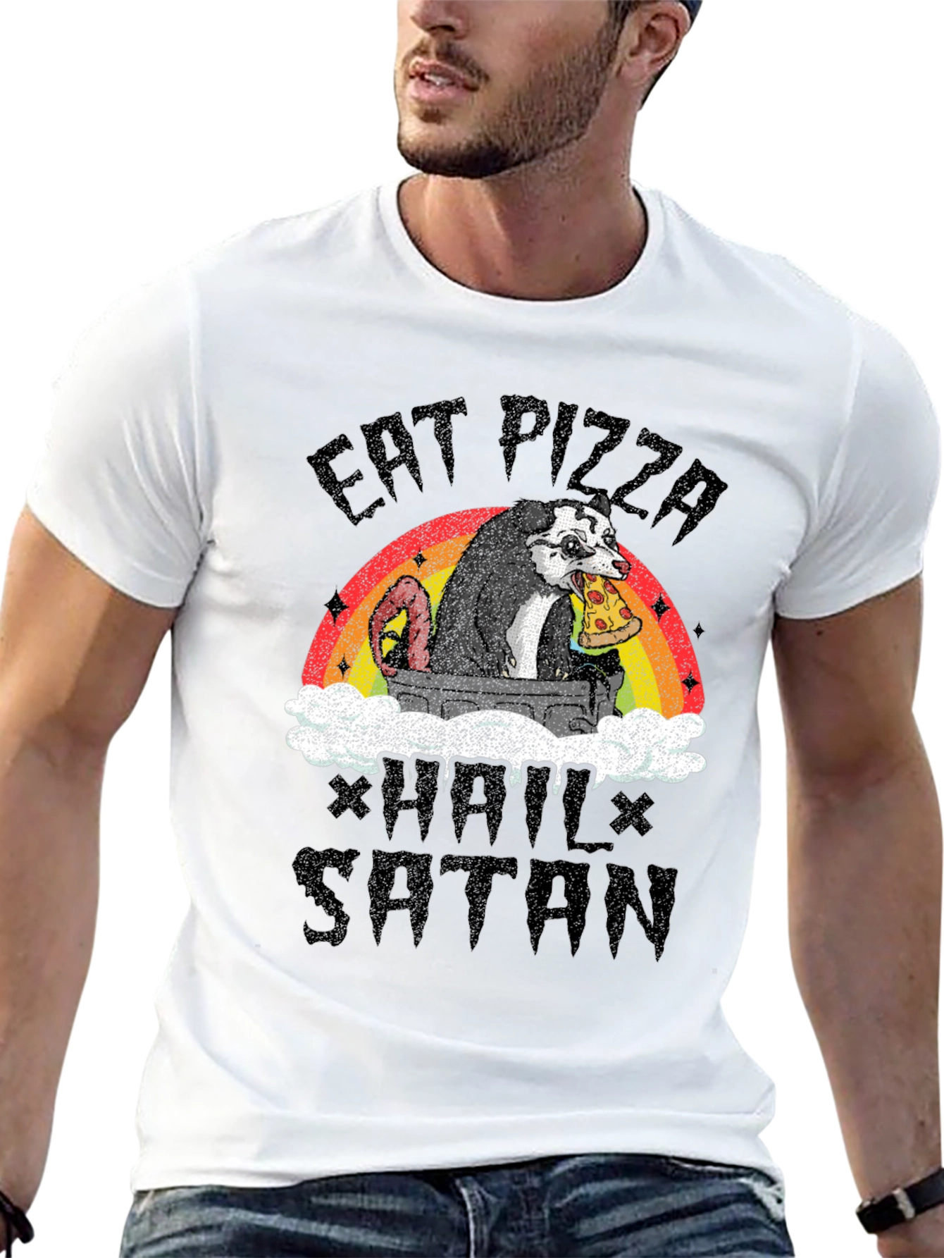 Eat Pizza Hail Satan Opossum T-Shirt