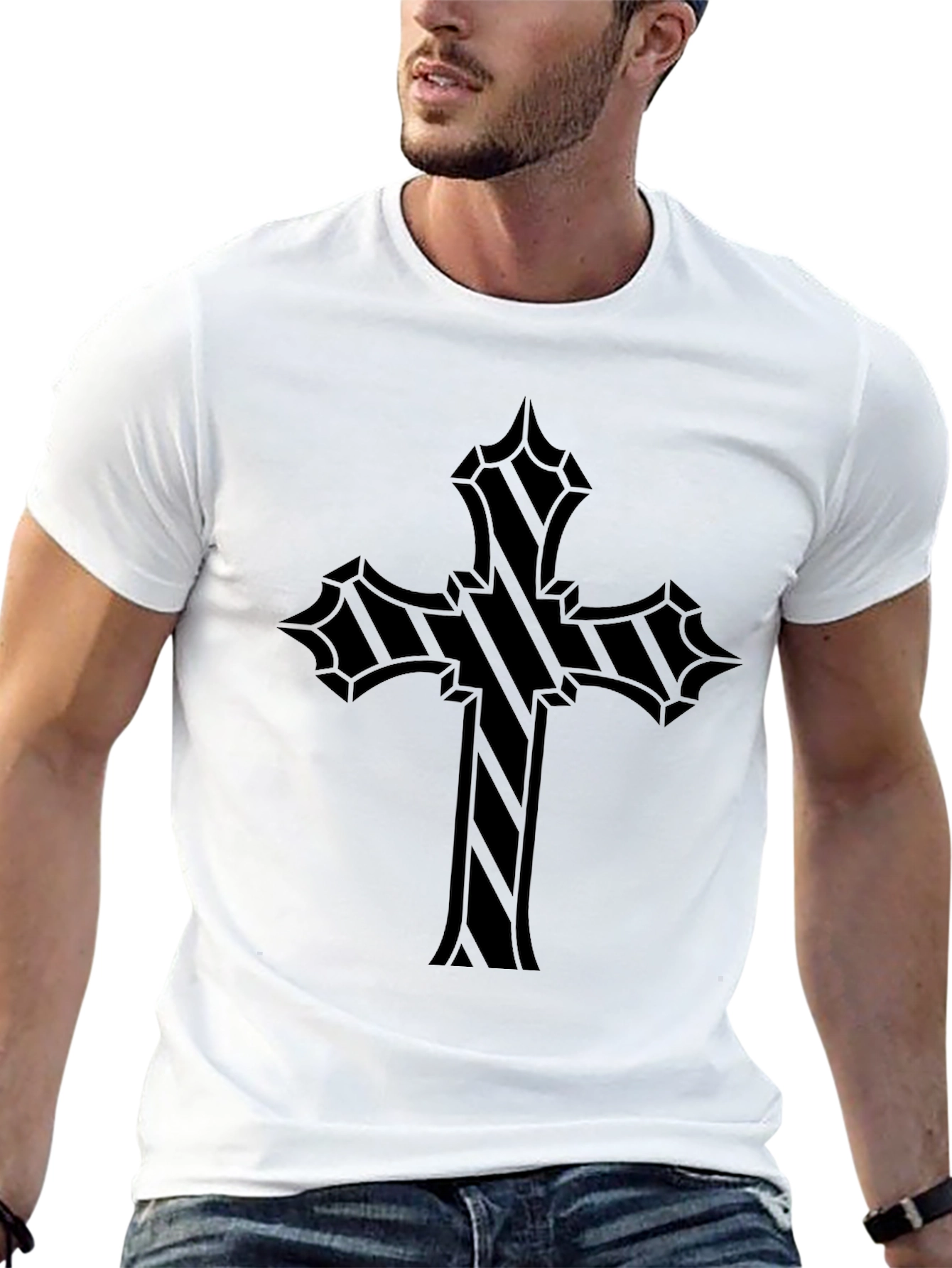 Gothic Cross Graphic Black T-Shirt