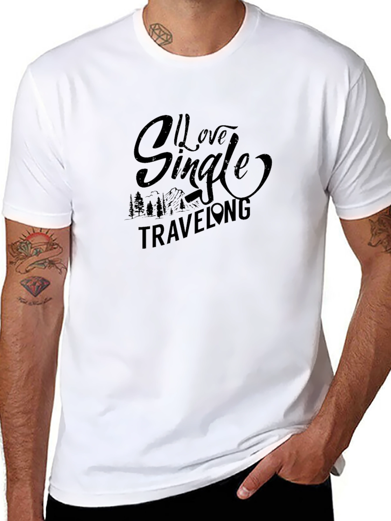 I Love Single Traveling Black T-Shirt