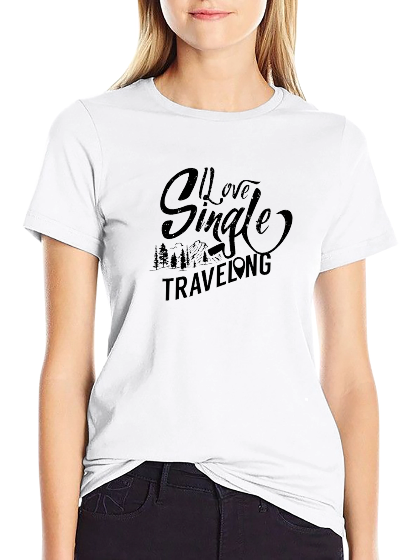 I Love Single Traveling Black T-Shirt