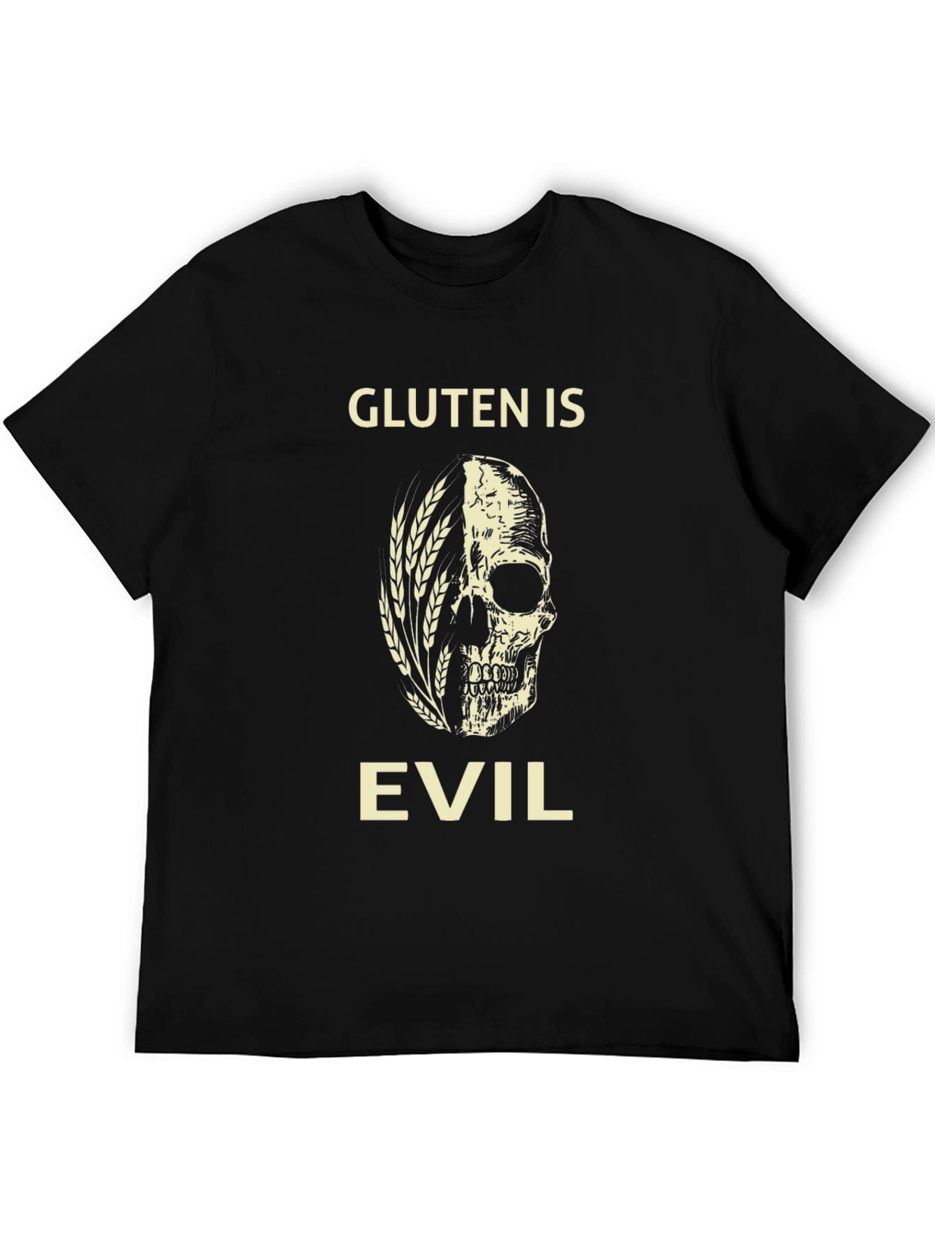 Gluten is Evil Skull Graphic T-Shirt