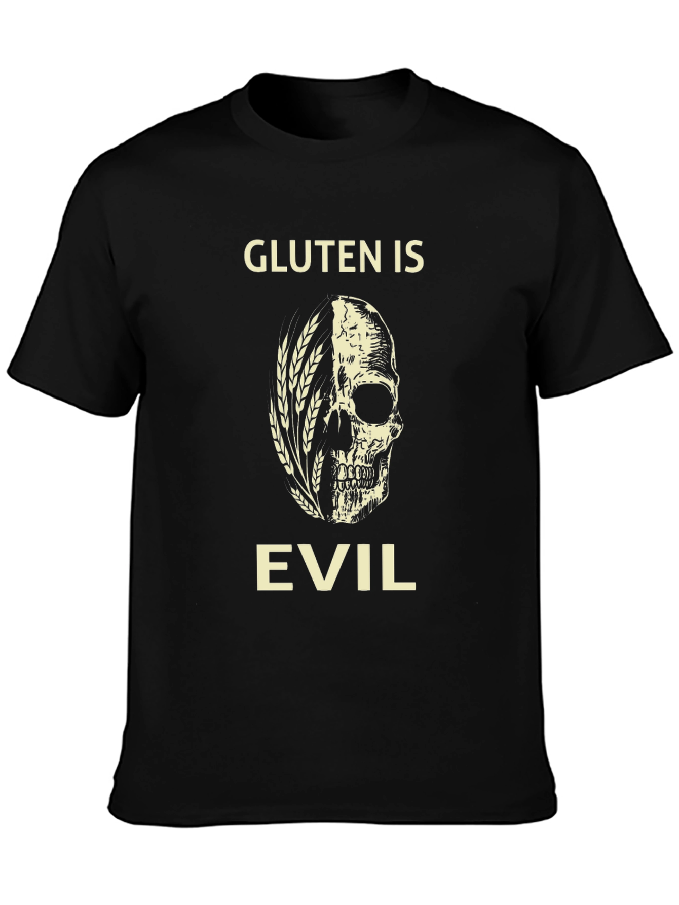 Gluten is Evil Skull Graphic T-Shirt