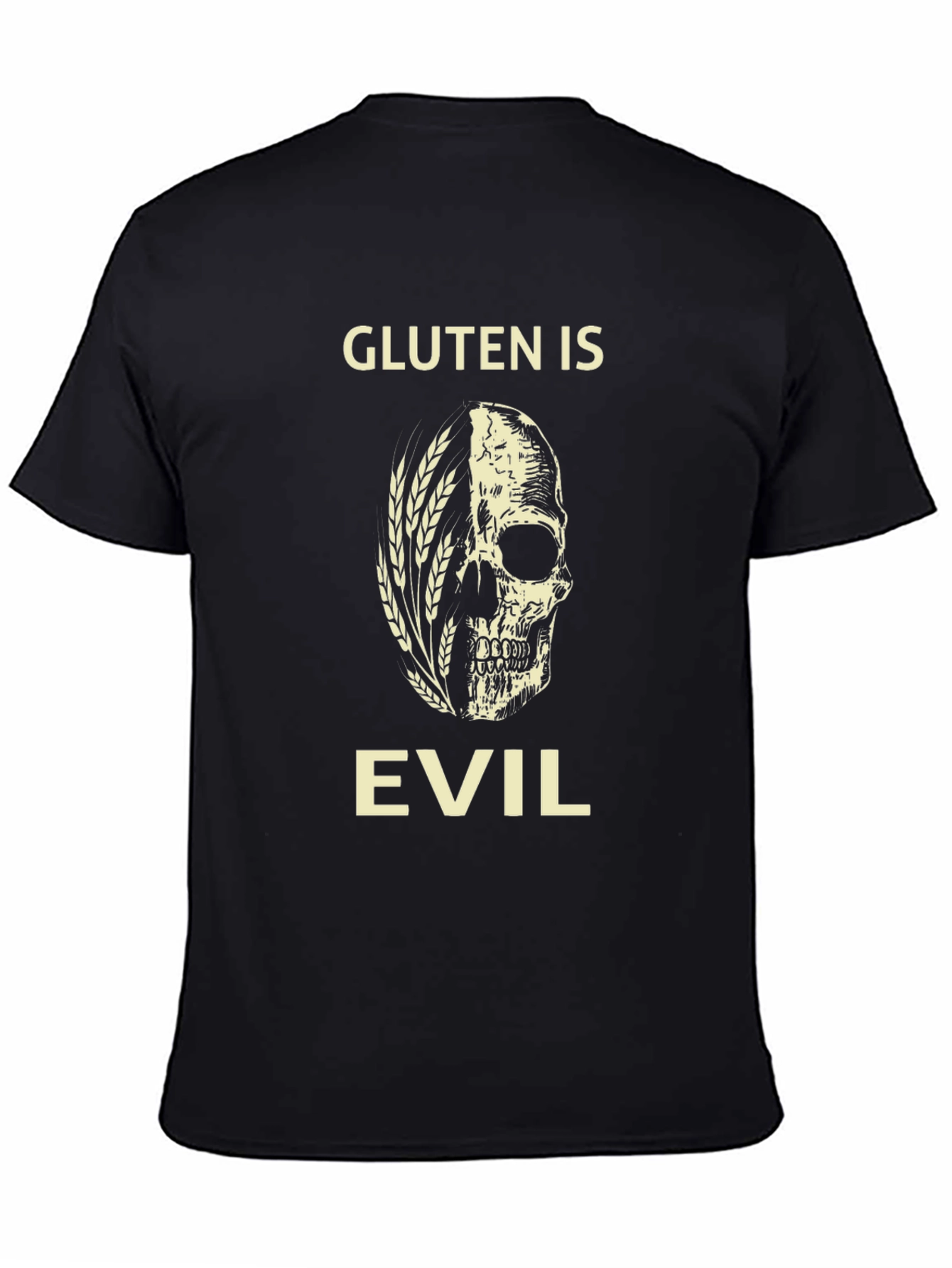 Gluten is Evil Skull Graphic T-Shirt