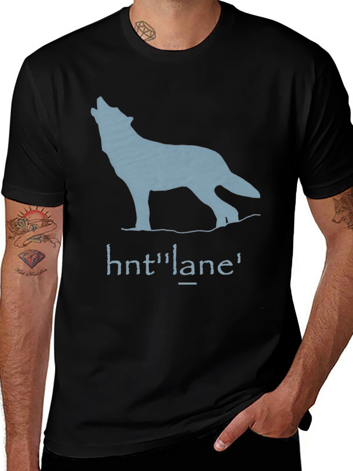 Wolf Graphic Print T-Shirt - Black
