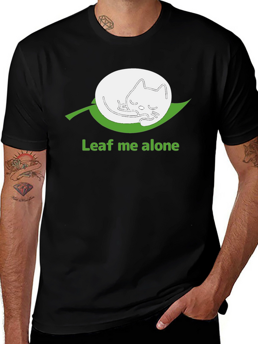 Leaf Me Alone Funny Cat T-Shirt