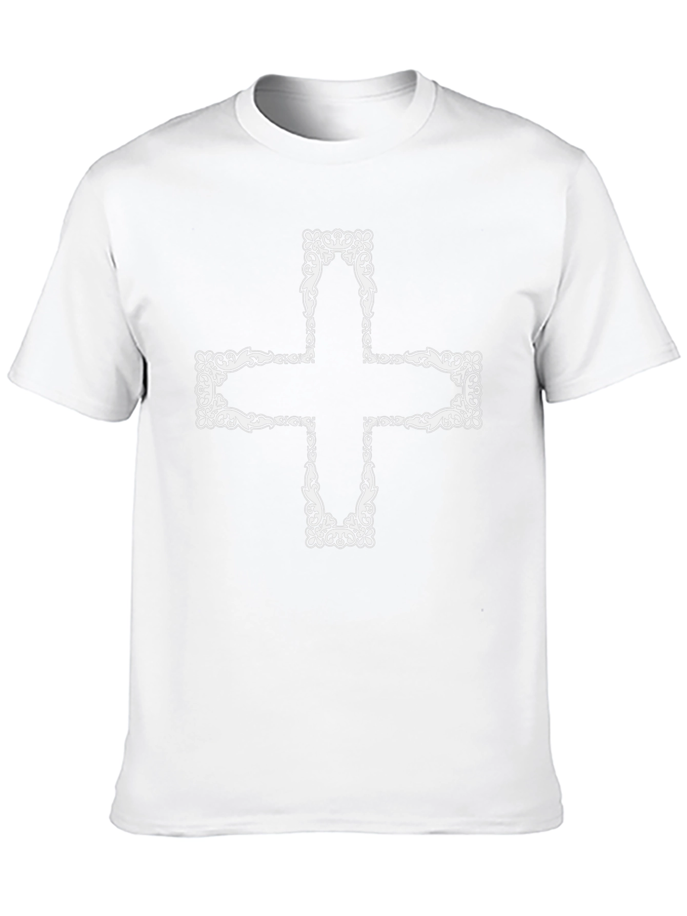 Ornate Cross Graphic Tee - Black Cotton T-Shirt