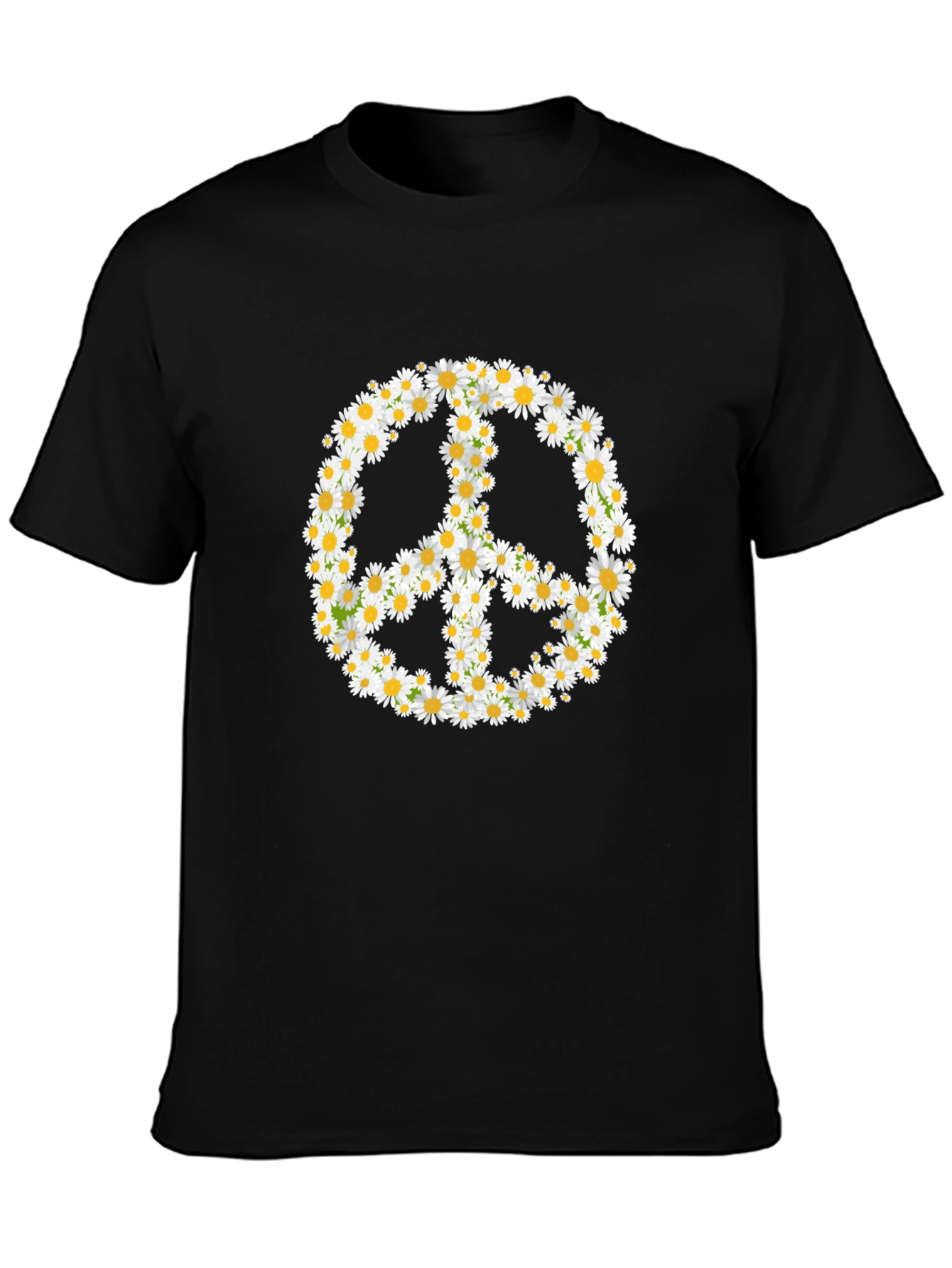 Daisy Peace Sign Black T-Shirt