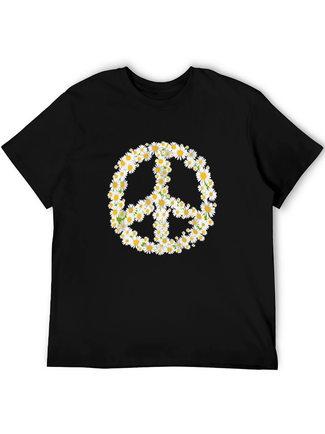 Daisy Peace Sign Black T-Shirt