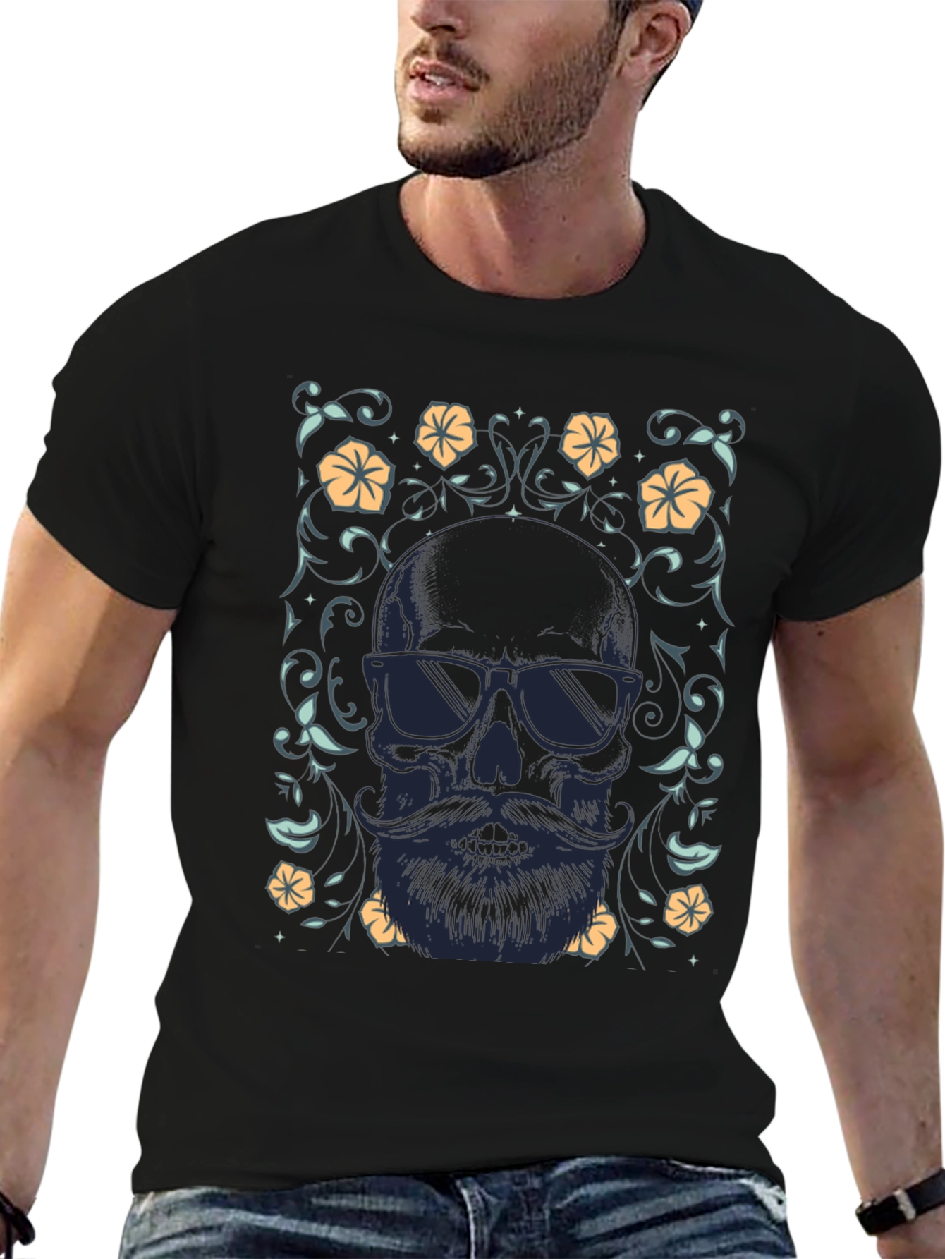 Bearded Skull Graphic Tee - Cool & Stylish