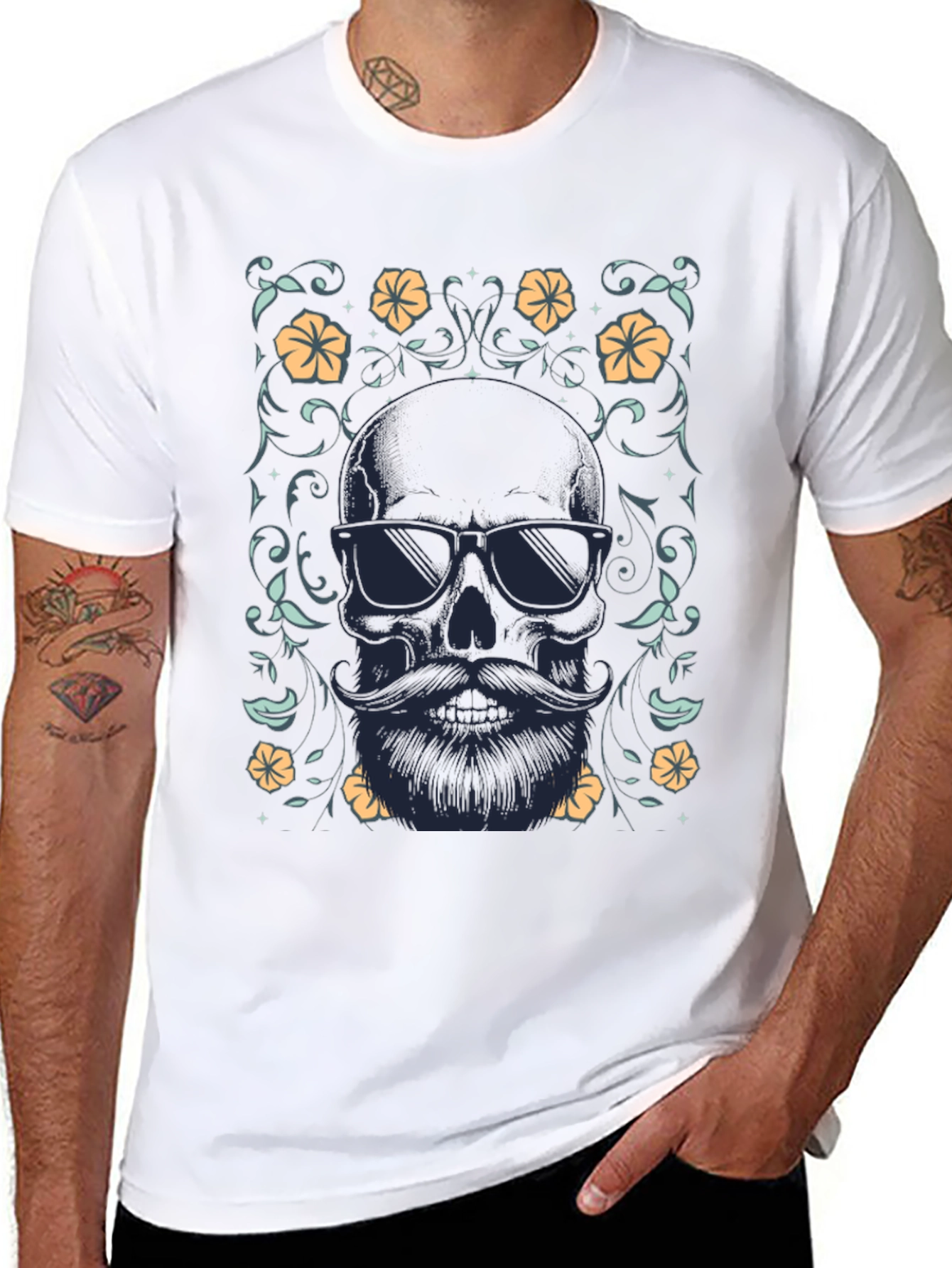 Bearded Skull Graphic Tee - Cool & Stylish