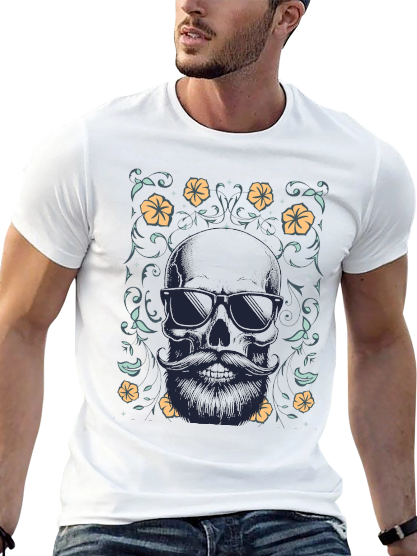 Bearded Skull Graphic Tee - Cool & Stylish