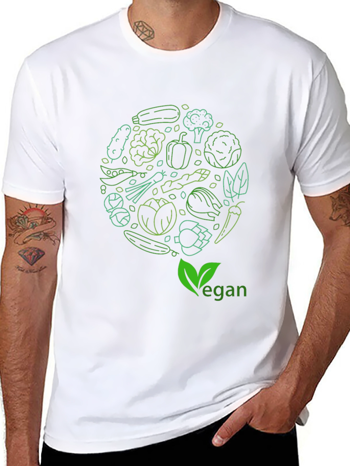Vegan Vegetable Circle T-Shirt - Eat Green!