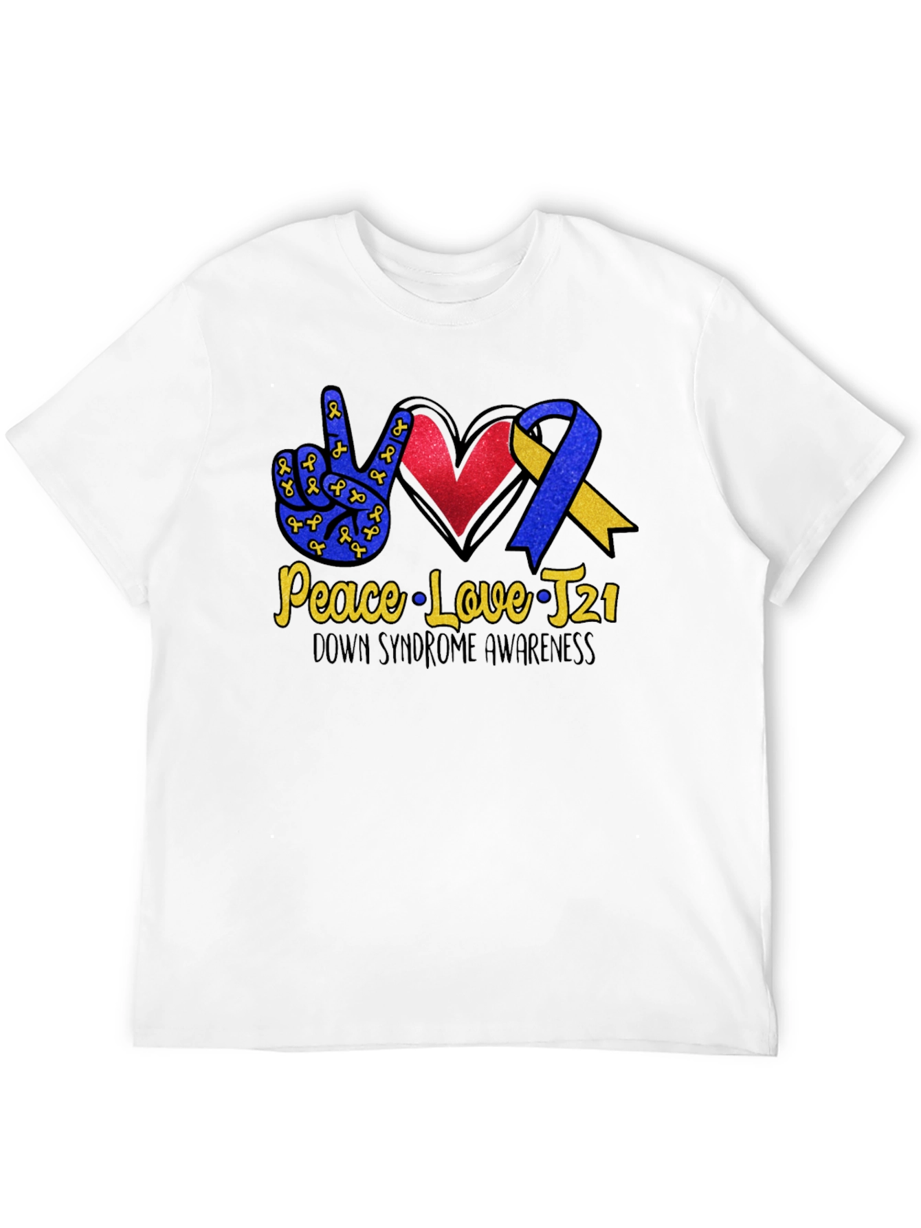 Peace Love T21 Down Syndrome Awareness Graphic Tee