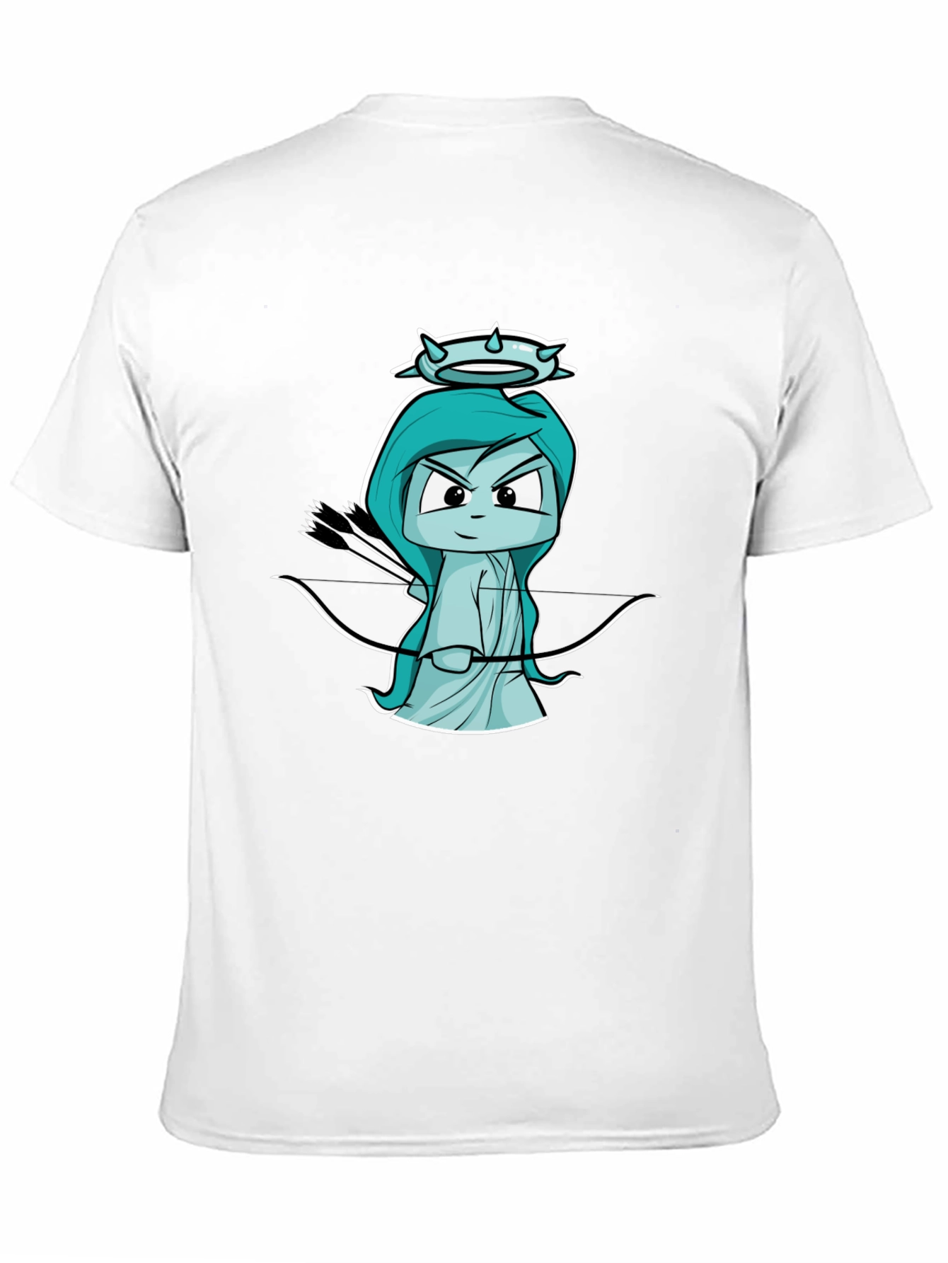 Black T-Shirt with Cartoon Cupid Design