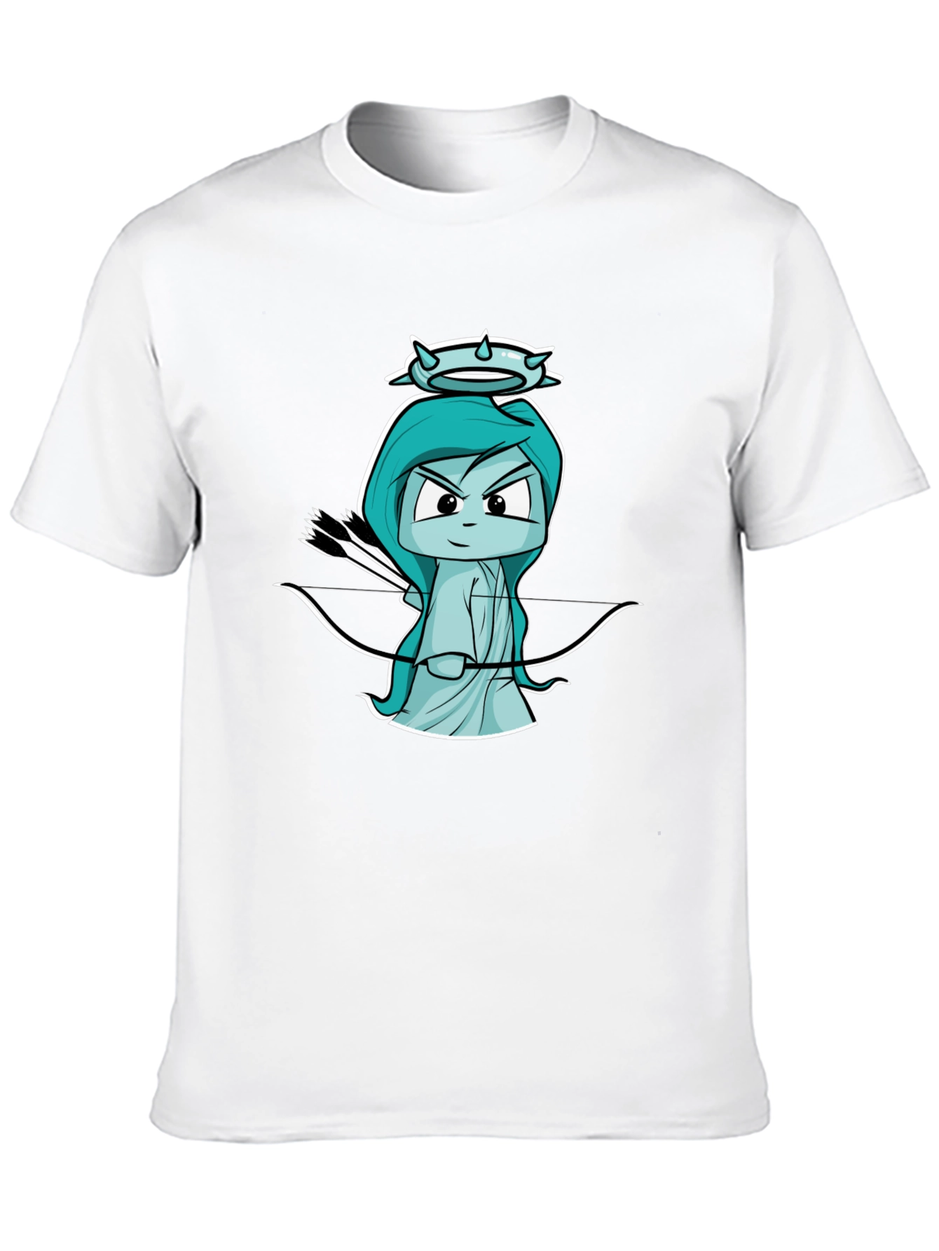 Black T-Shirt with Cartoon Cupid Design