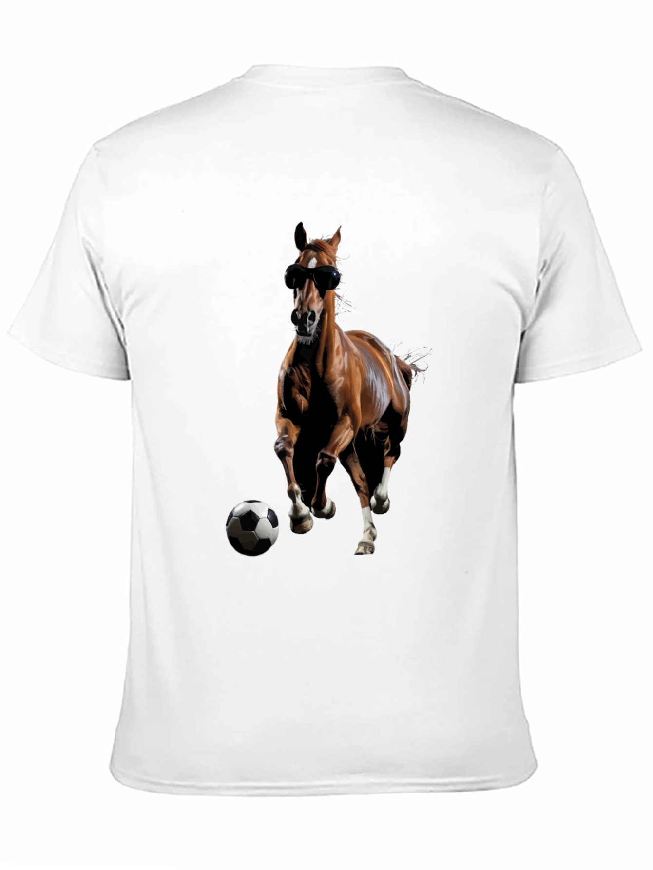 Horse with Sunglasses and Soccer Ball Black T-Shirt