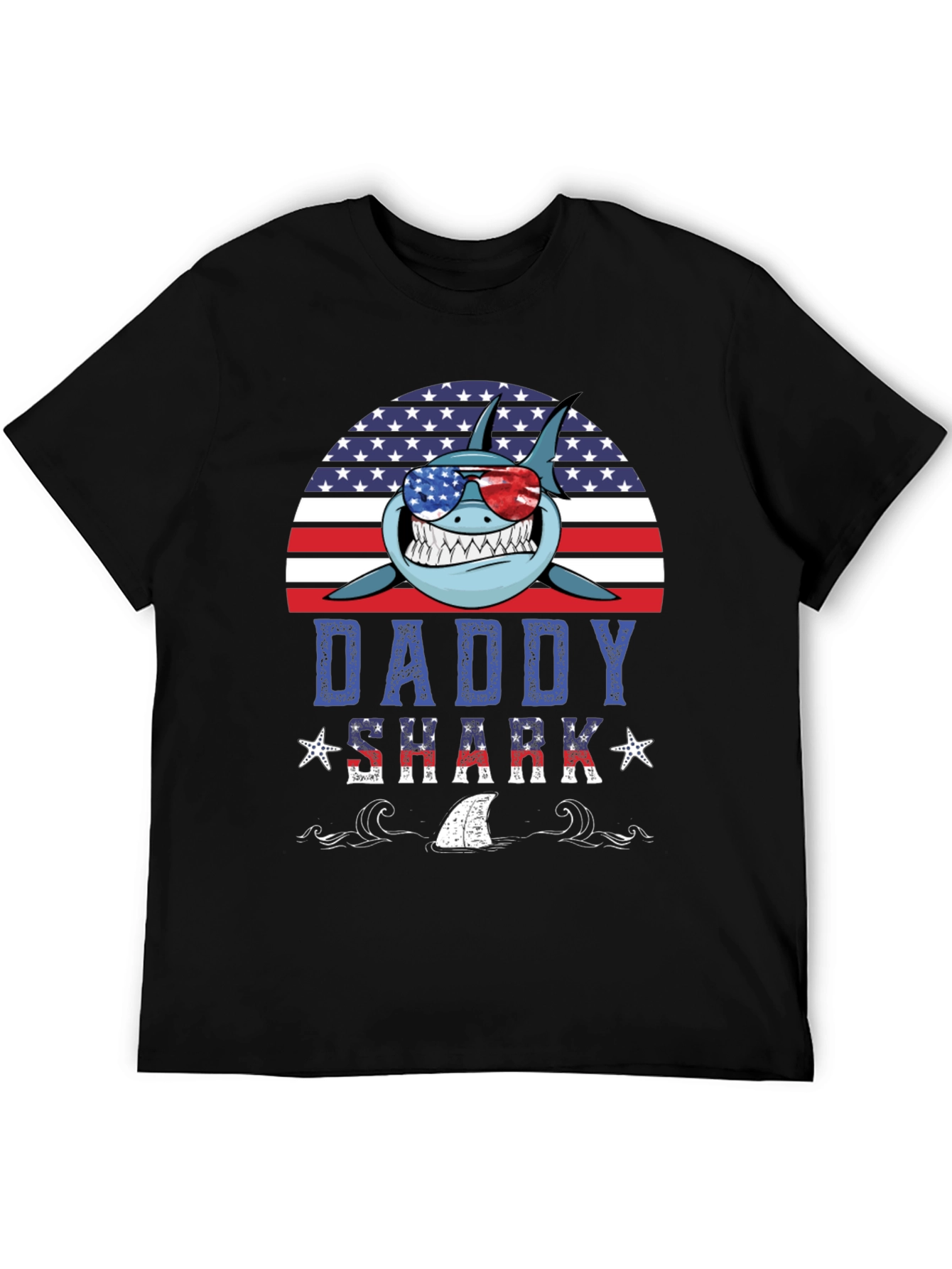 Daddy Shark American Flag T-Shirt