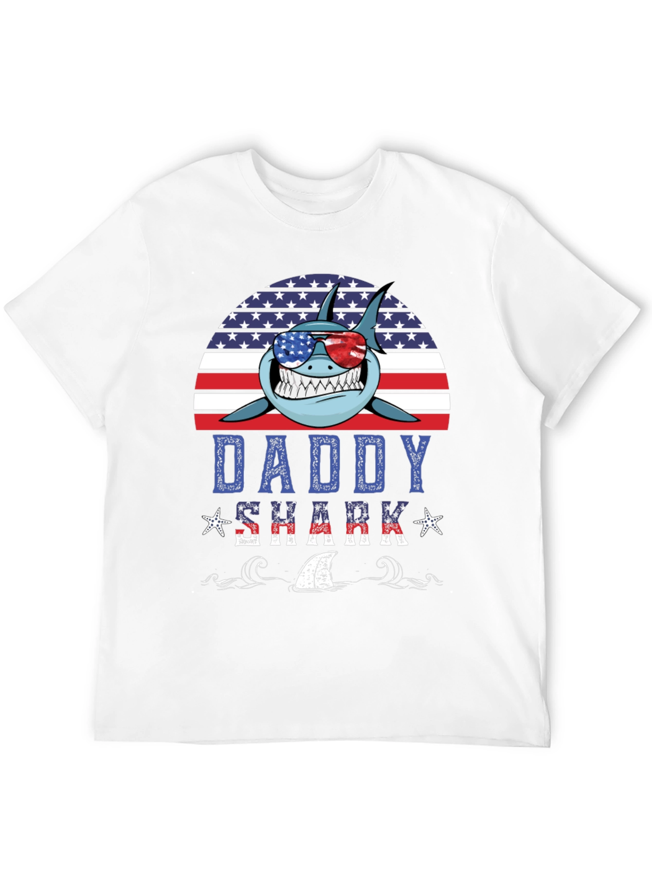 Daddy Shark American Flag T-Shirt