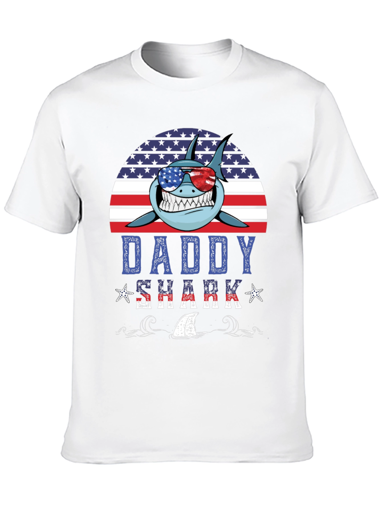 Daddy Shark American Flag T-Shirt