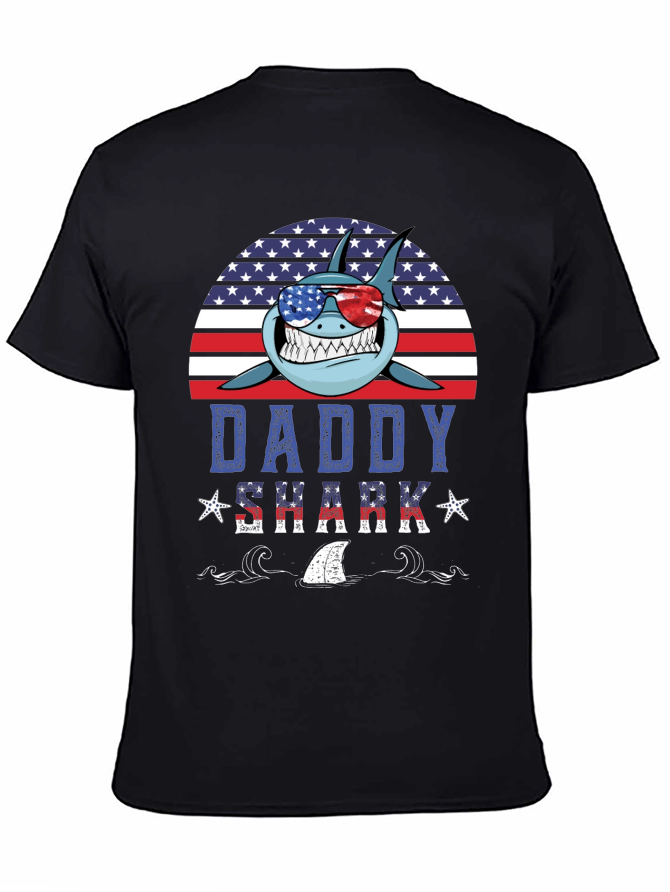 Daddy Shark American Flag T-Shirt