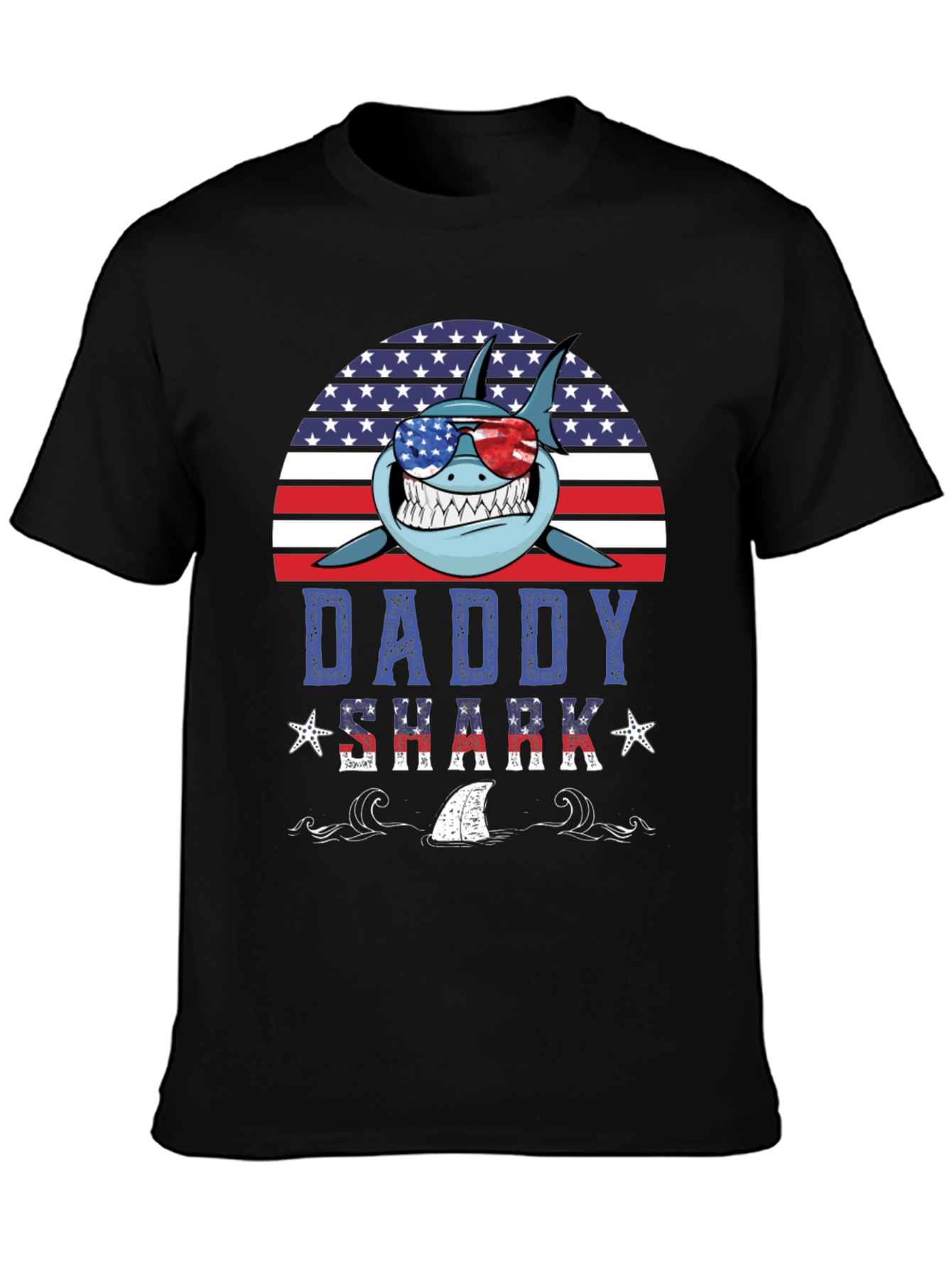 Daddy Shark American Flag T-Shirt