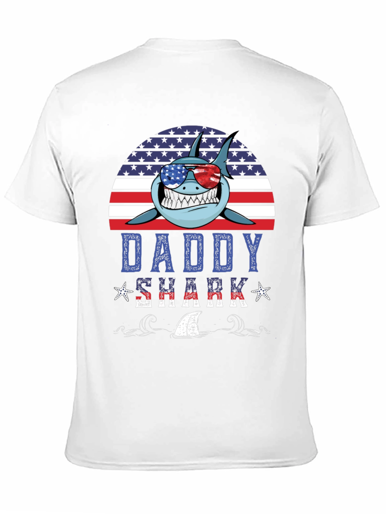 Daddy Shark American Flag T-Shirt